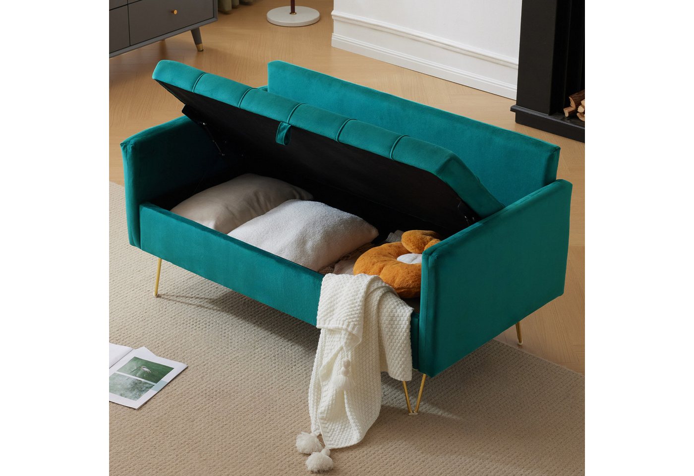 SeedWave Sofa 2-Sitzer Sofa mit Stauraum, Gepolstertes Samt-Loveseat mit Ki günstig online kaufen