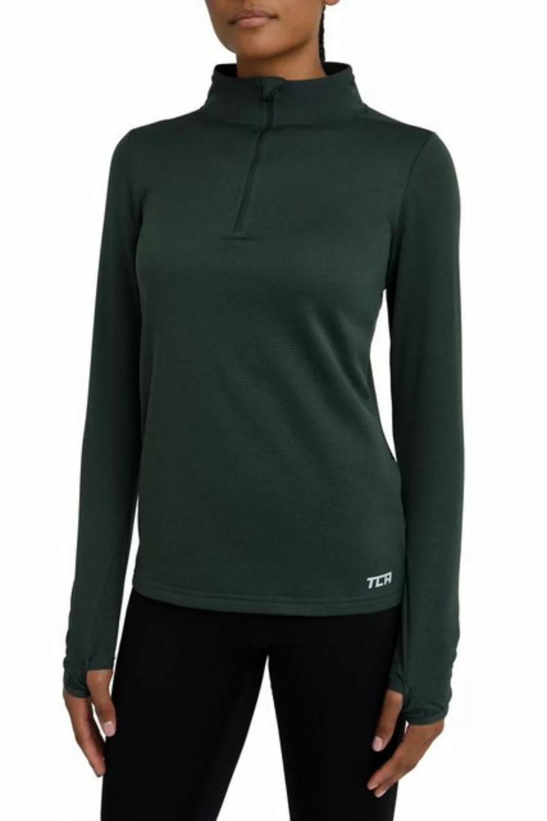 TCA Langarmshirt Damen Langarm Laufshirt Fitness Yoga - Dunkelgrün (1-tlg) günstig online kaufen