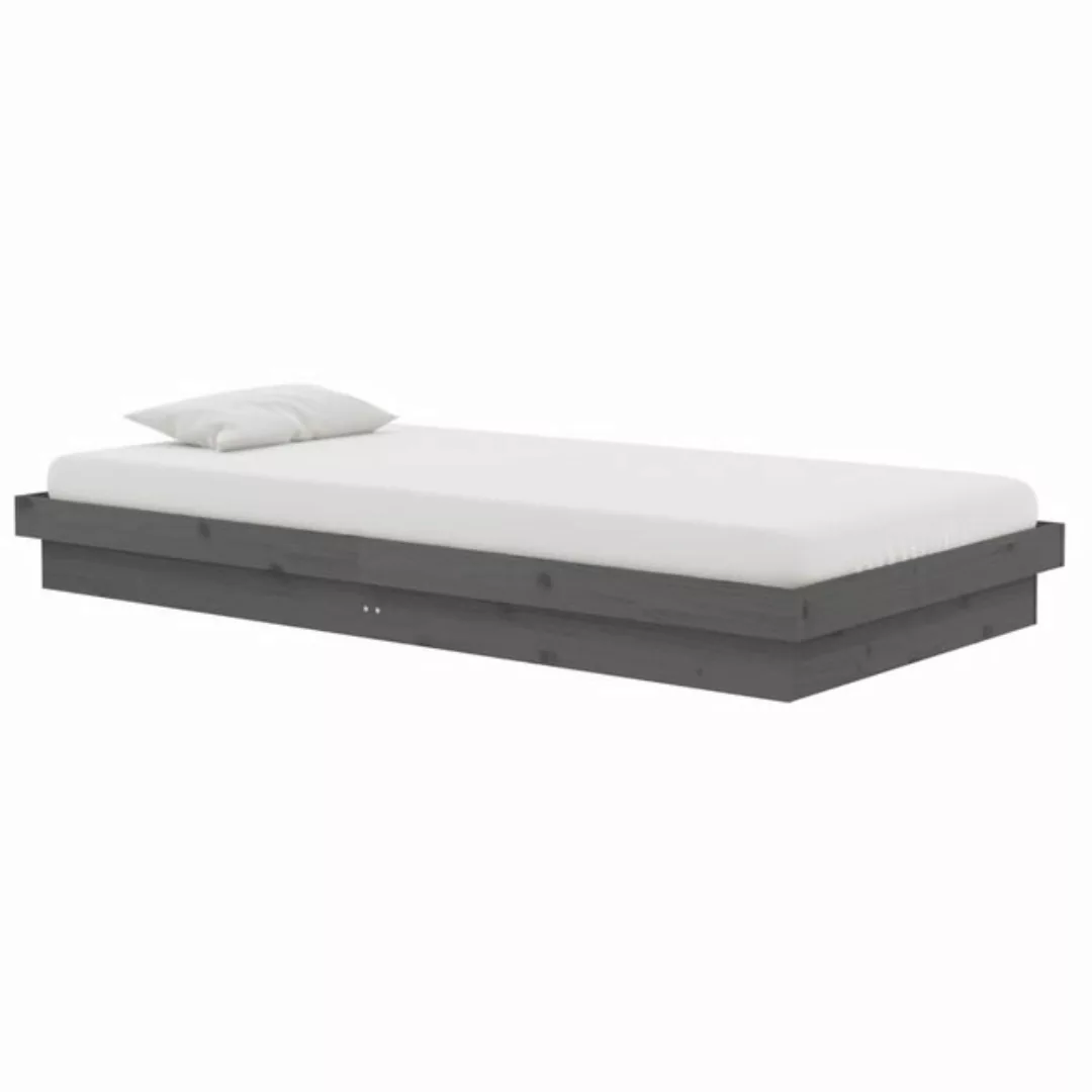 vidaXL Bett Massivholzbett Grau 100x200 cm günstig online kaufen