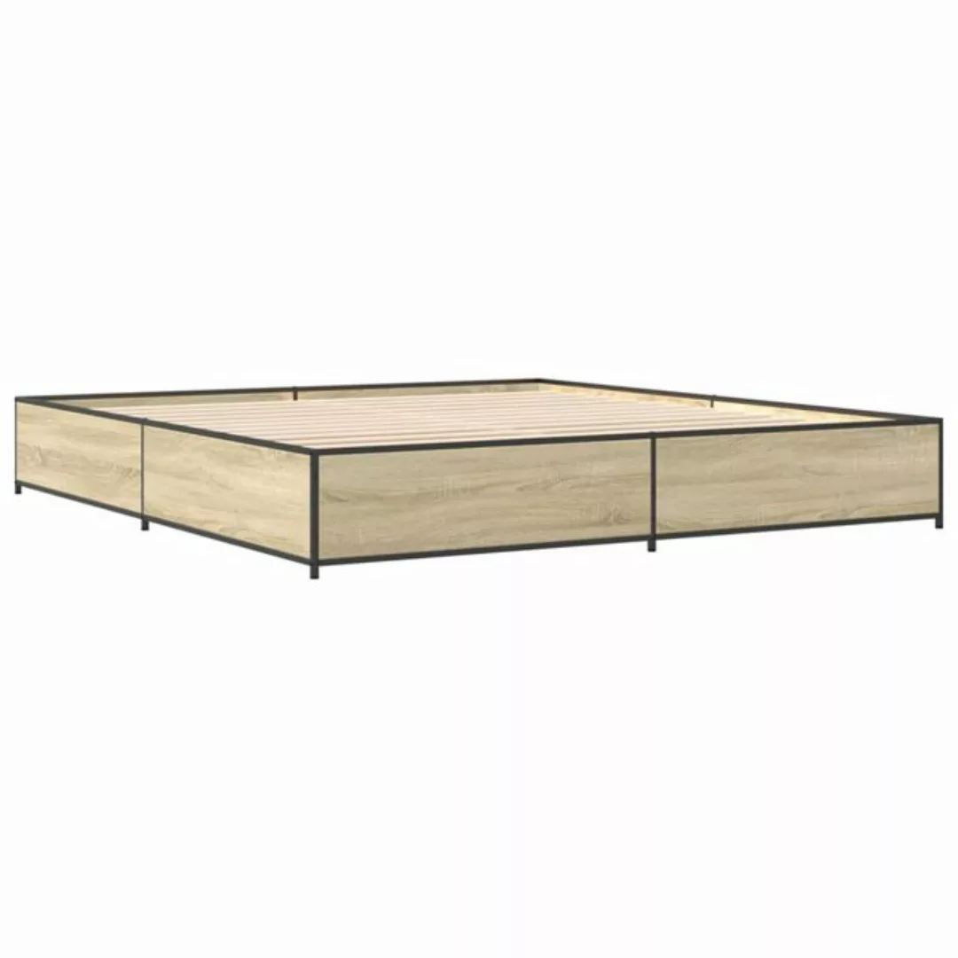 vidaXL Bett Bettgestell Sonoma-Eiche 160x200 cm Holzwerkstoff und Metall günstig online kaufen