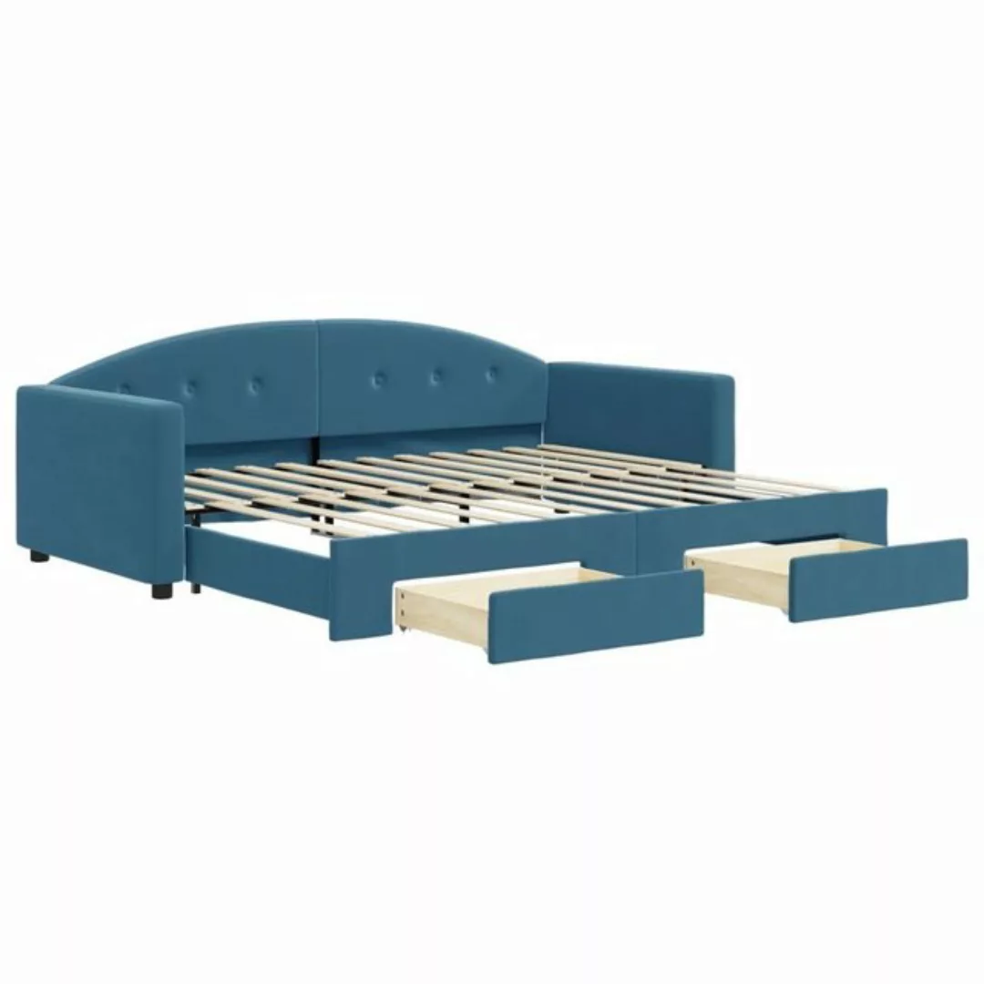 vidaXL Bett Tagesbett Ausziehbar mit Schubladen Blau 90x200 cm Samt günstig online kaufen