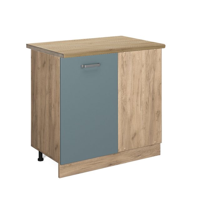 Vicco Eckunterschrank R-Line, Blau-Grau/Goldkraft Eiche, 86 cm, AP Anthrazi günstig online kaufen