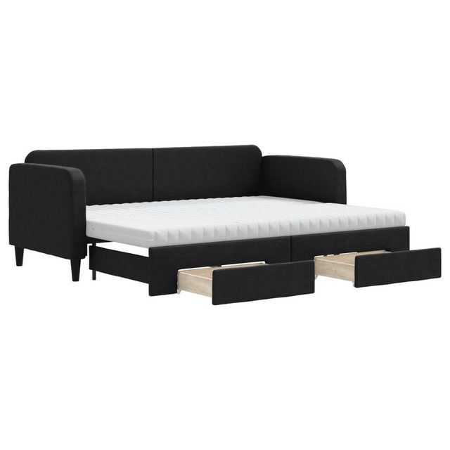 vidaXL Bett Tagesbett Ausziehbar mit Schubladen Schwarz 80x200 cm Stoff günstig online kaufen