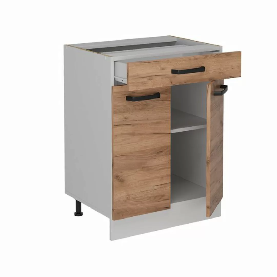 Vicco Unterschrank R-Line, Goldkraft Eiche/Weiß, 60 cm ohne Arbeitsplatte günstig online kaufen