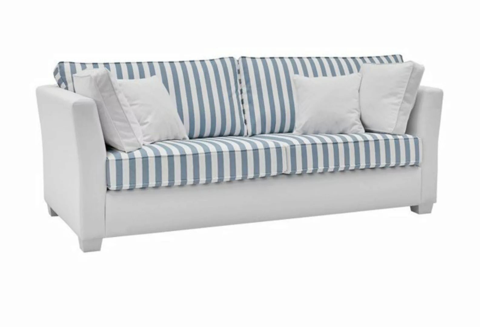 Furn.Design Sofa Hooge, 2,5-Sitzer in Creme mit blau, Landhausstil, mit Bon günstig online kaufen