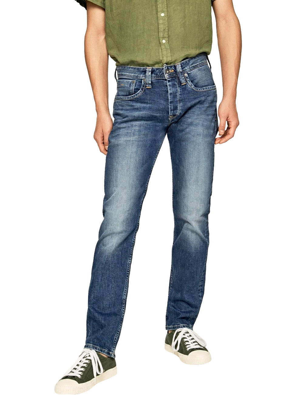 Pepe Jeans Herren Jeans Cash - Regular Fit - Blau - Streaky Stretch Medium günstig online kaufen