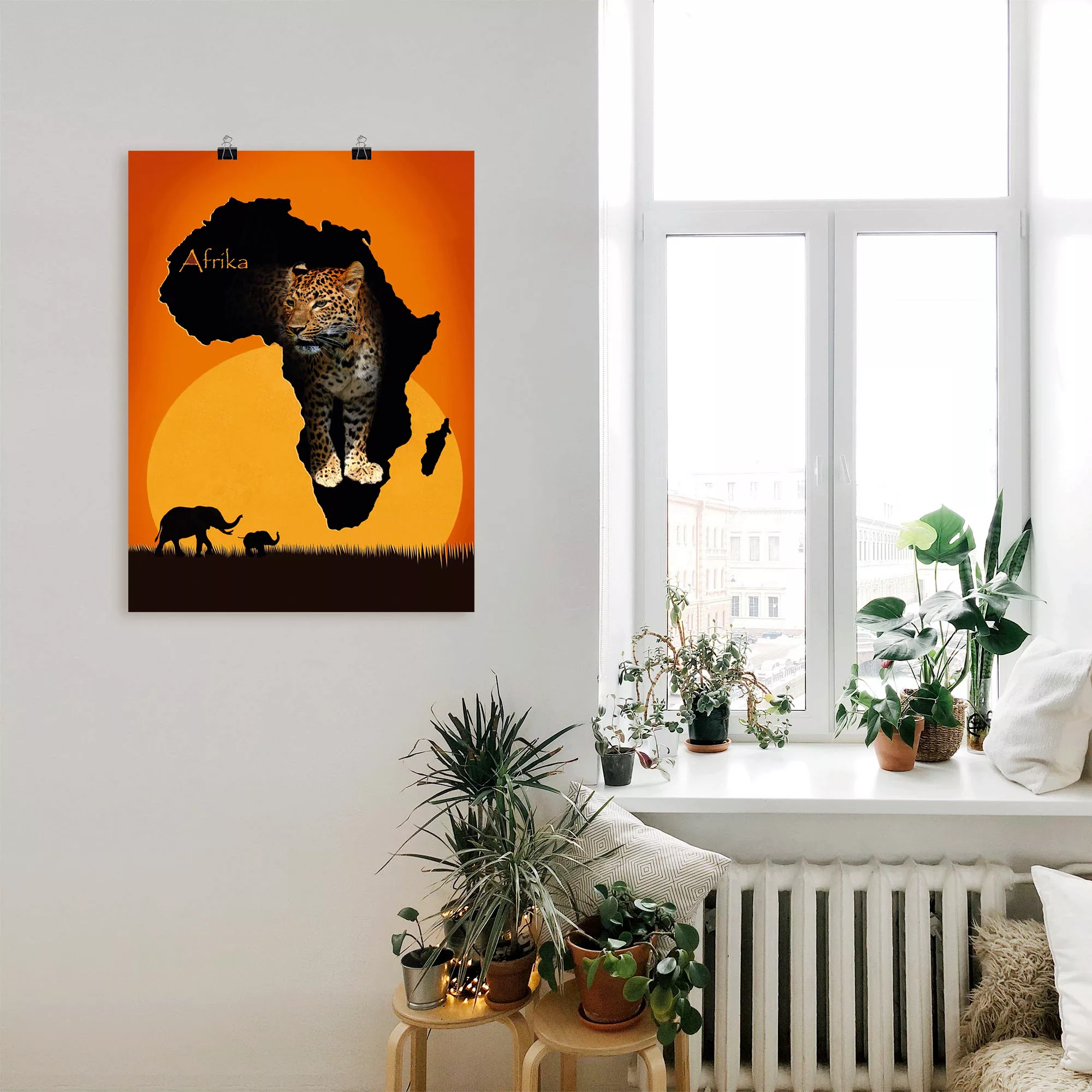 Artland Wandbild "Afrika der schwarze Kontinent", Wildtiere, (1 St.), als L günstig online kaufen