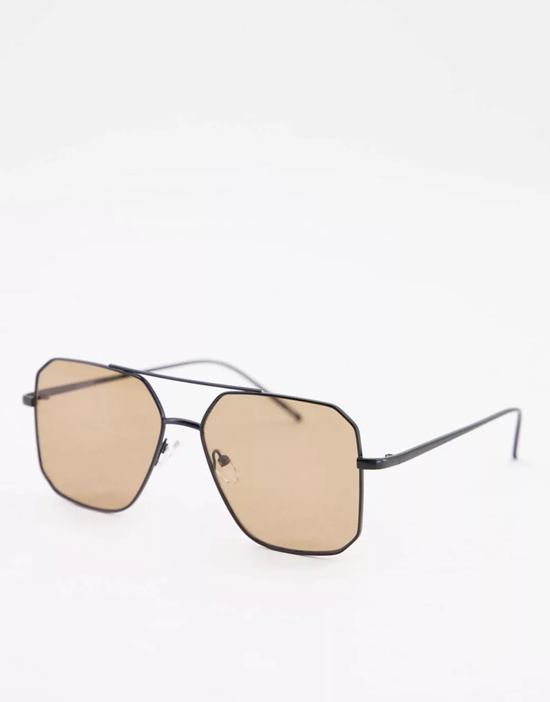 ASOS DESIGN – Pilotensonnenbrille aus Metall in Mattschwarz mit getönten Gl günstig online kaufen