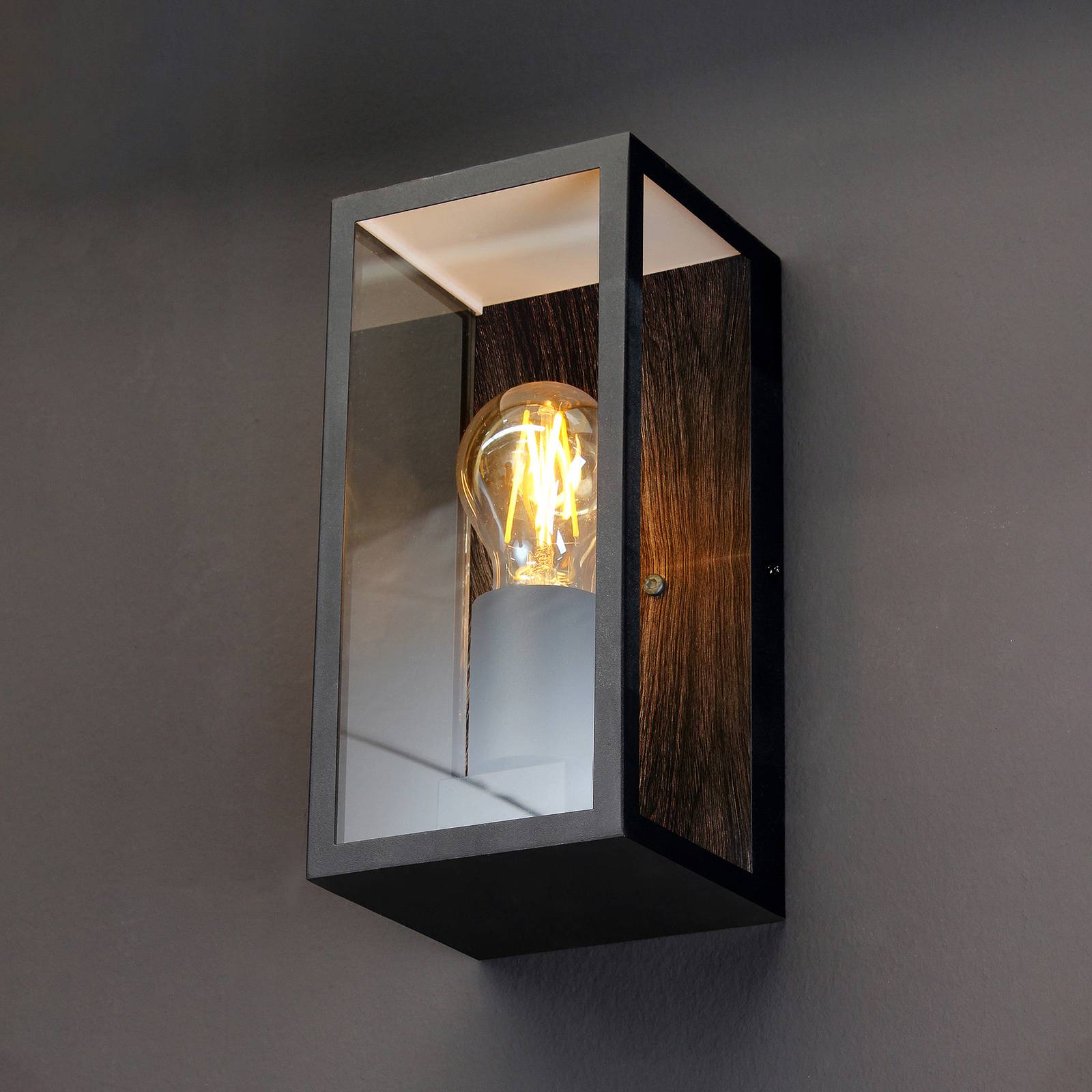 Außenwandlampe Karo, Holzdekor günstig online kaufen