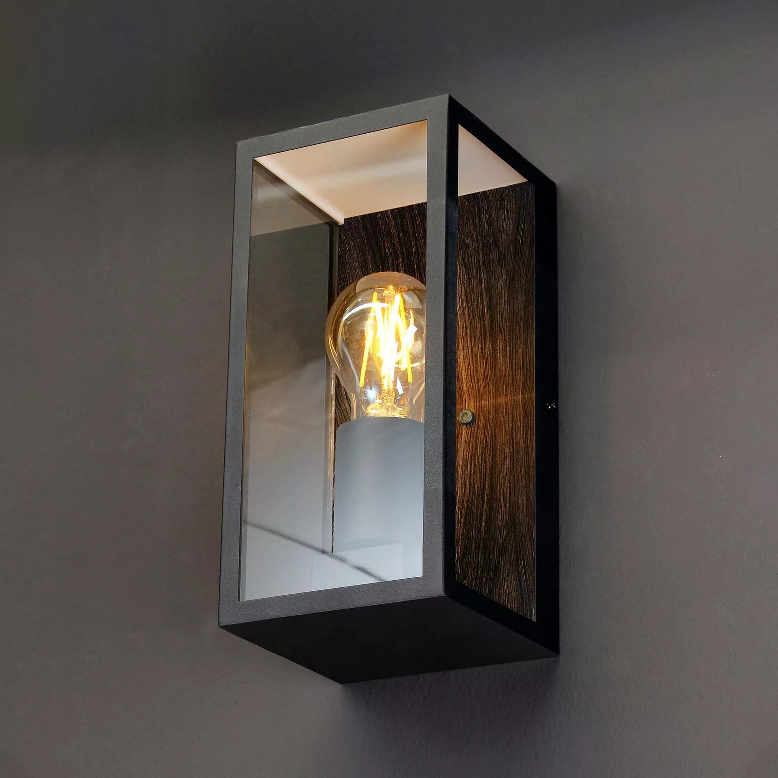 Außenwandlampe Karo, Holzdekor günstig online kaufen