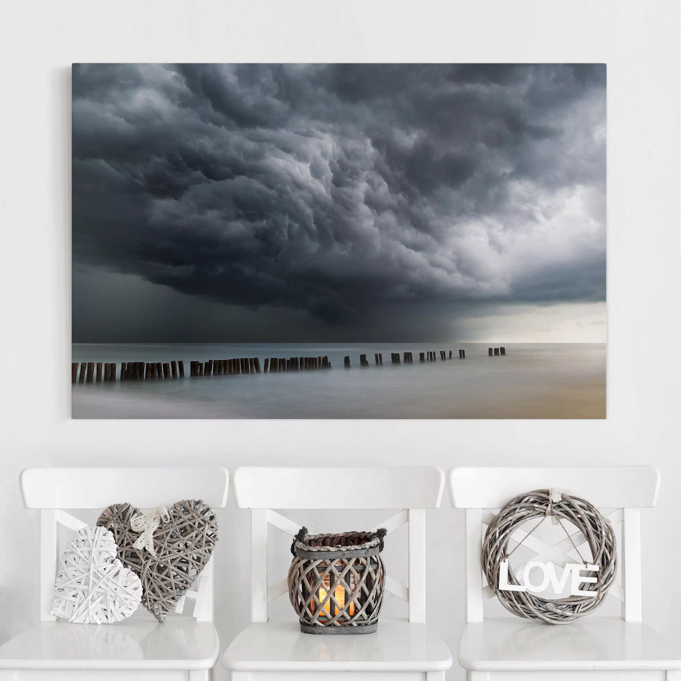 Leinwandbild Strand - Querformat Sturmwolken über der Ostsee günstig online kaufen