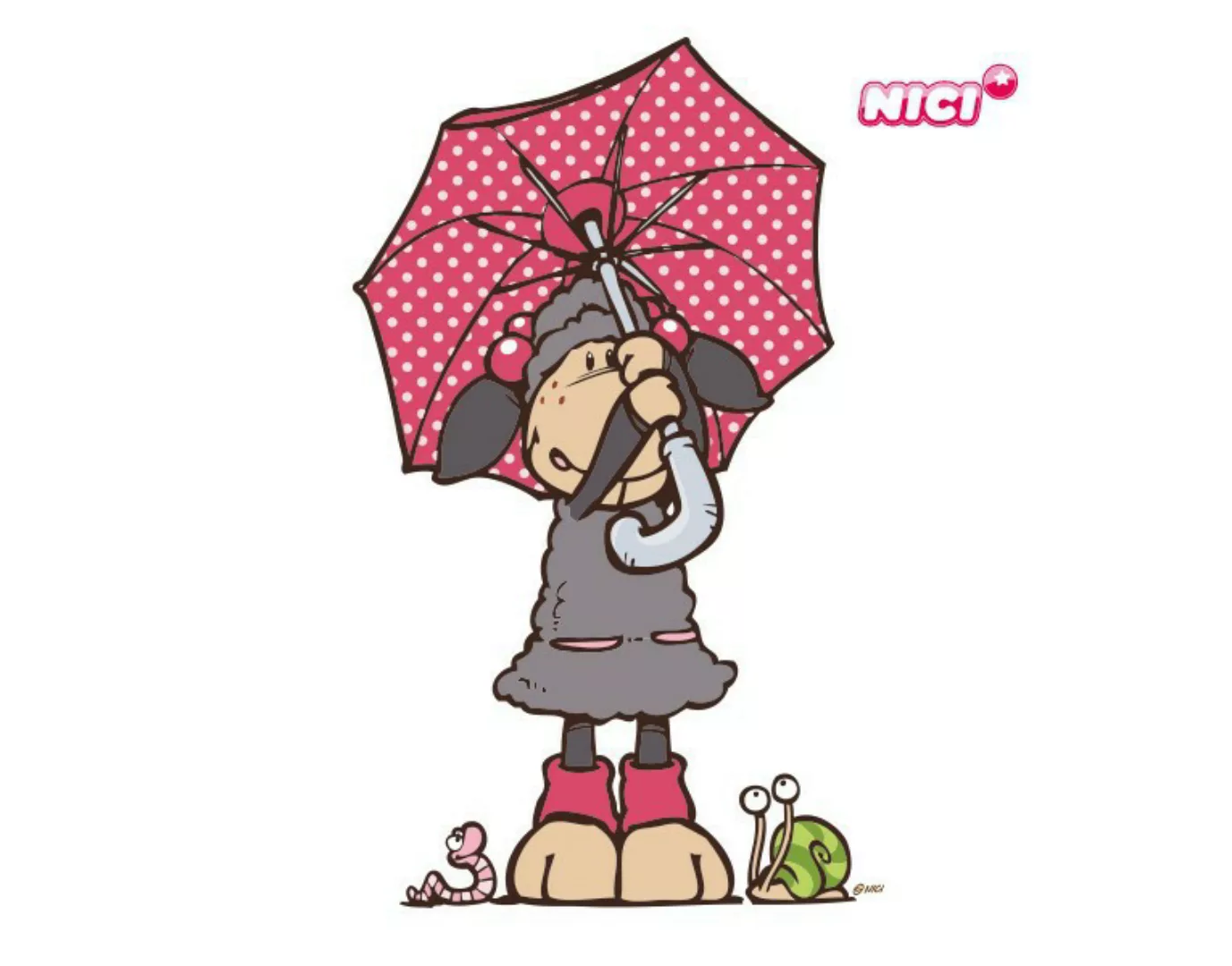 Wandtattoo Kinderzimmer NICI - Jolly Lucy unter Regenschirm günstig online kaufen