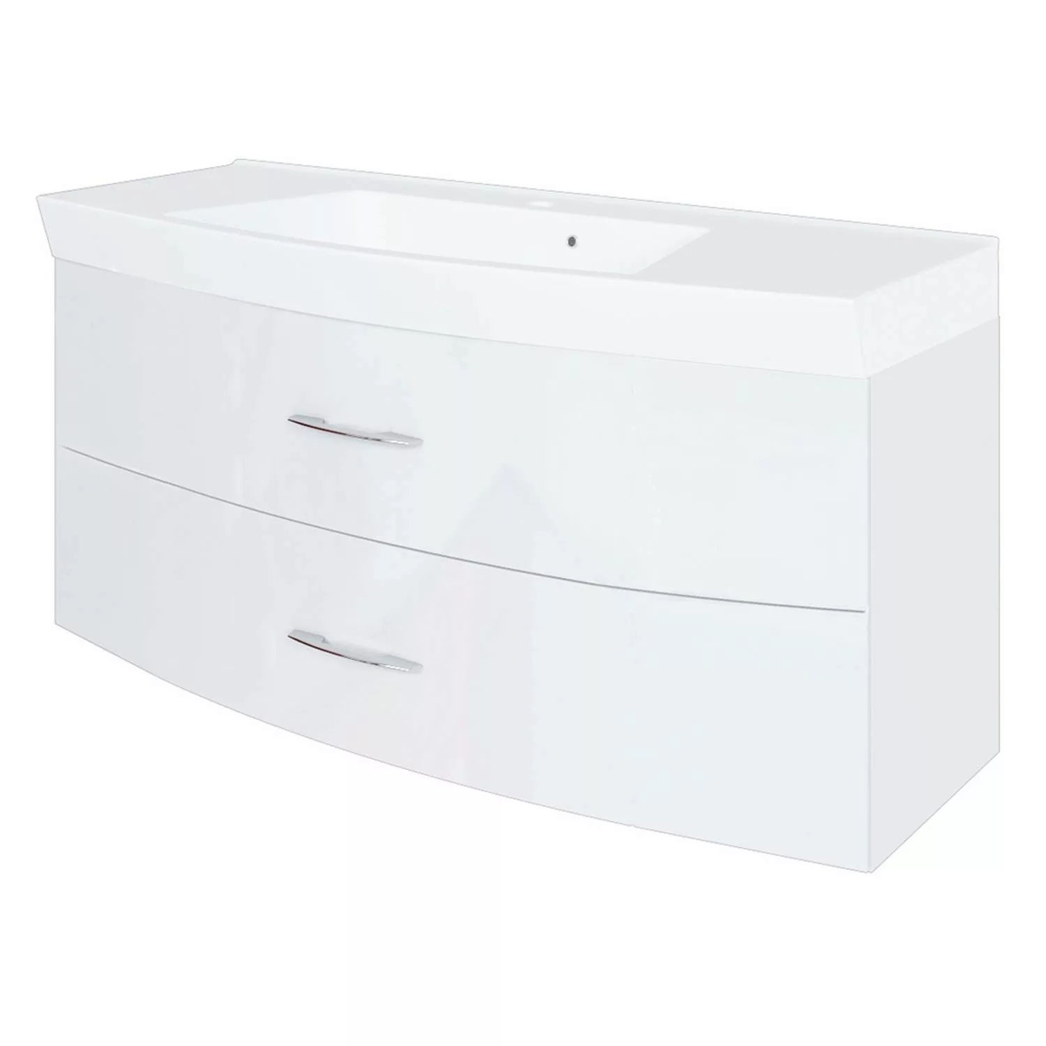 Badezimmer Waschtisch mit Unterschrank 120cm FLORIDO-03 Hochglanz weiß B x günstig online kaufen