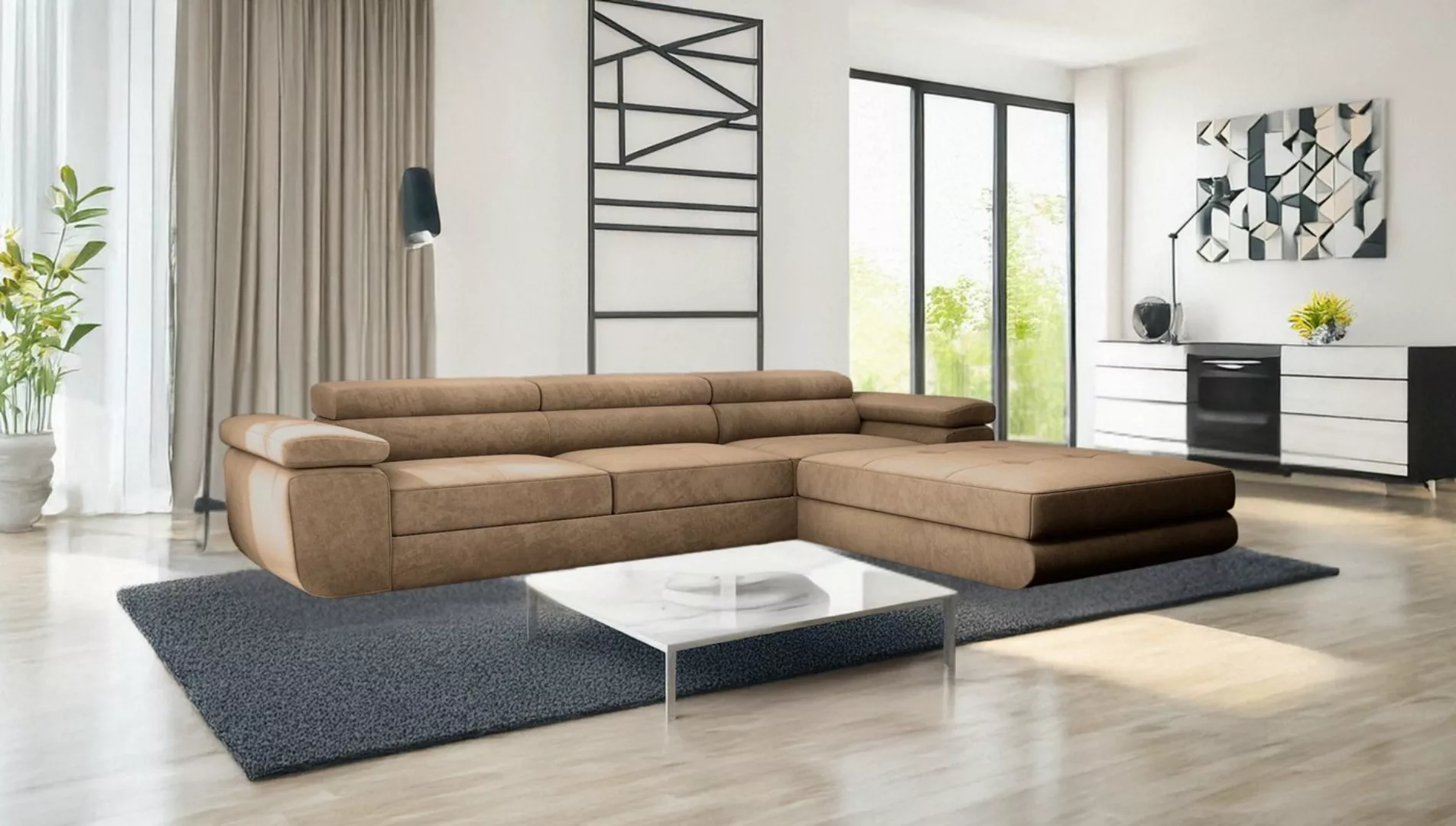 Goldstoff Ecksofa VENUS TWIN, mit Schlaffunktion und Bettkasten, 275x202x70 günstig online kaufen