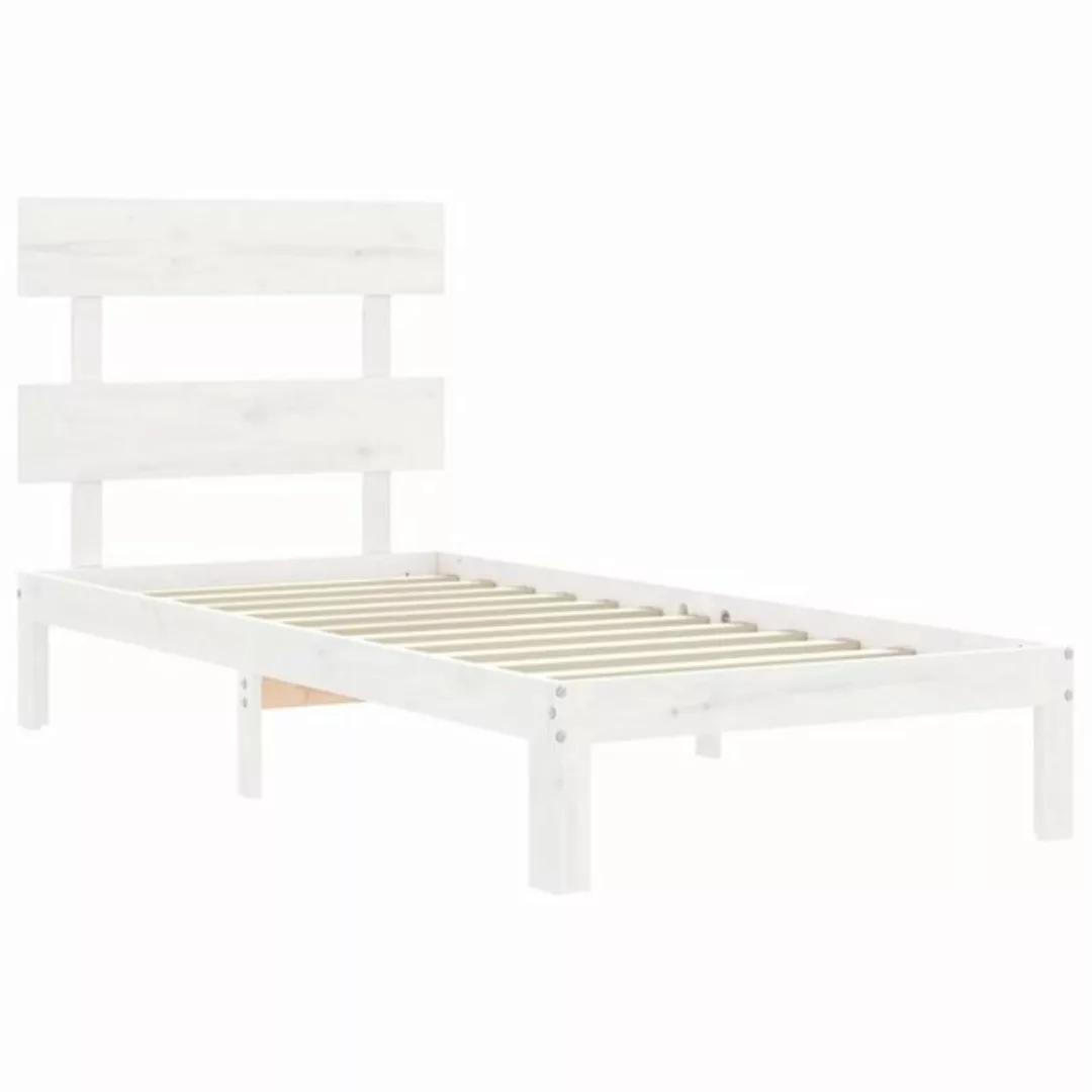 vidaXL Bett Massivholzbett ohne Matratze Weiß 90x200 cm Kiefernholz günstig online kaufen