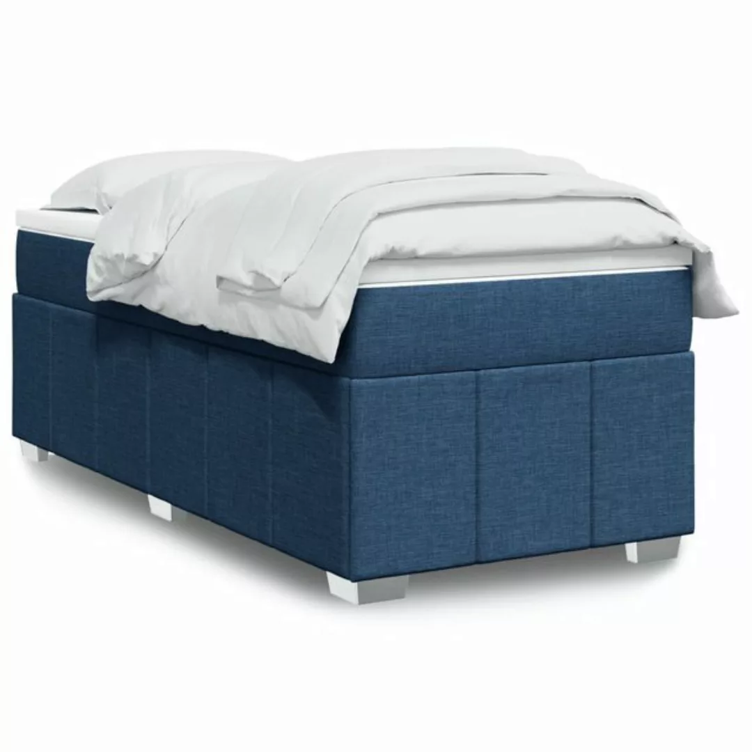 vidaXL Boxspringbett, Boxspringbett mit Matratze Blau 90x200 cm Stoff günstig online kaufen