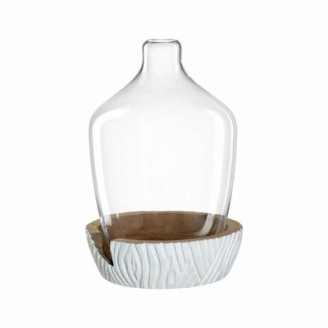 LEONARDO CASOLARE Vase mit Holz-Sockel 43 cm weiß Vasen günstig online kaufen