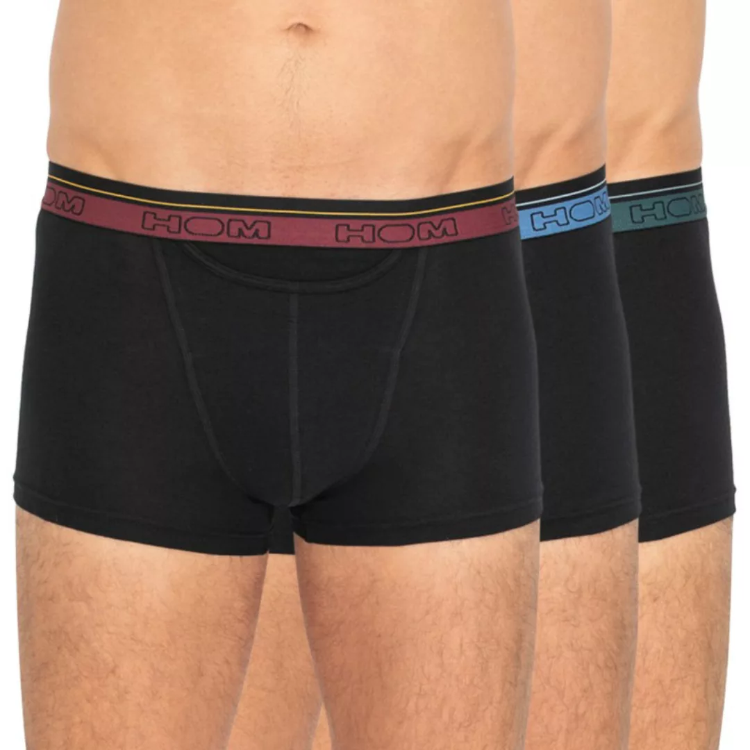 HOM 3-er Set Boxer Briefs Schwarz mit verschiedenfarbigem Webbund günstig online kaufen