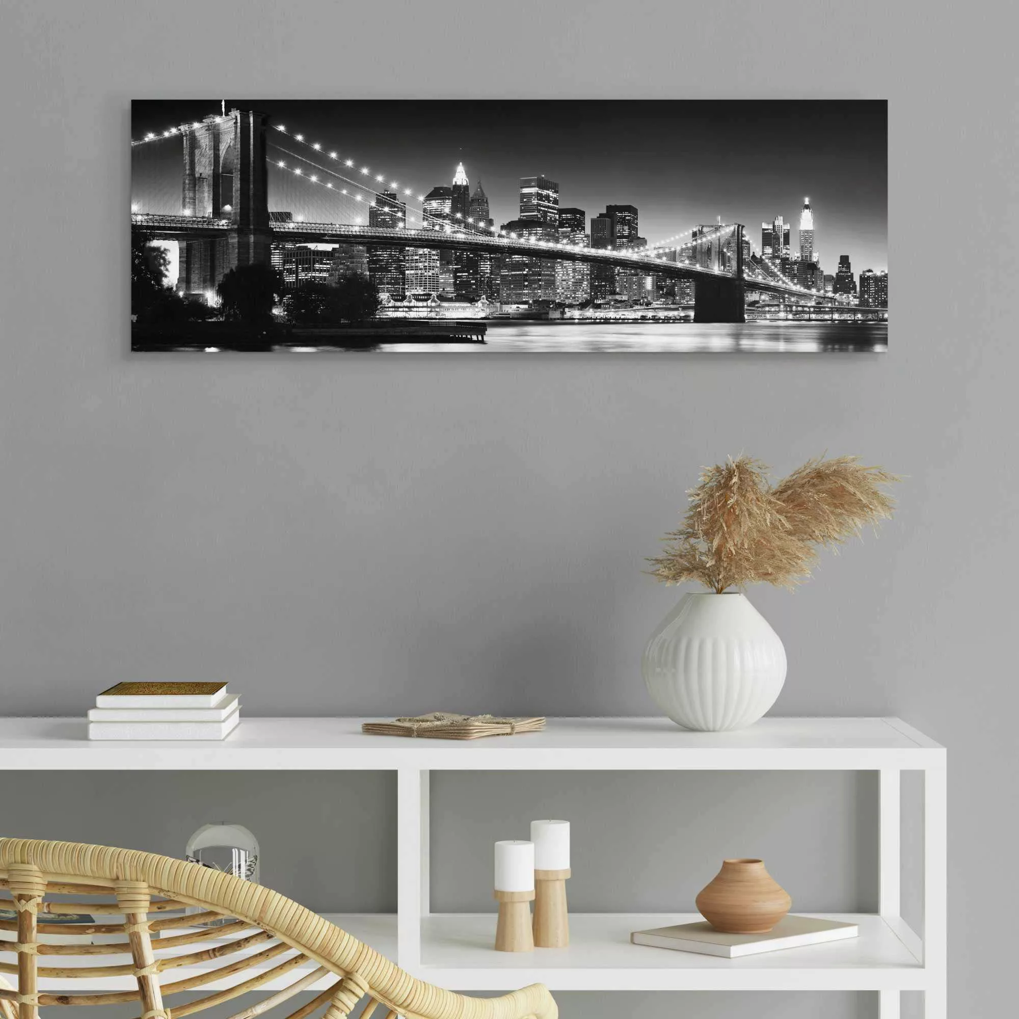 Reinders Bild "New York - Brooklyn Bridge black &", 90/30 cm günstig online kaufen