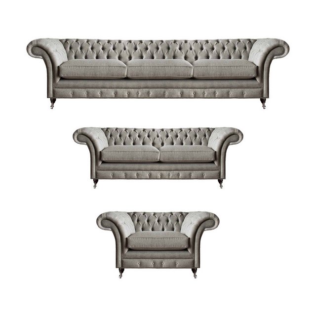 JVmoebel Chesterfield-Sofa Möbel Sitzmöbel Komplett Set 3tlg Sofas Sessel W günstig online kaufen