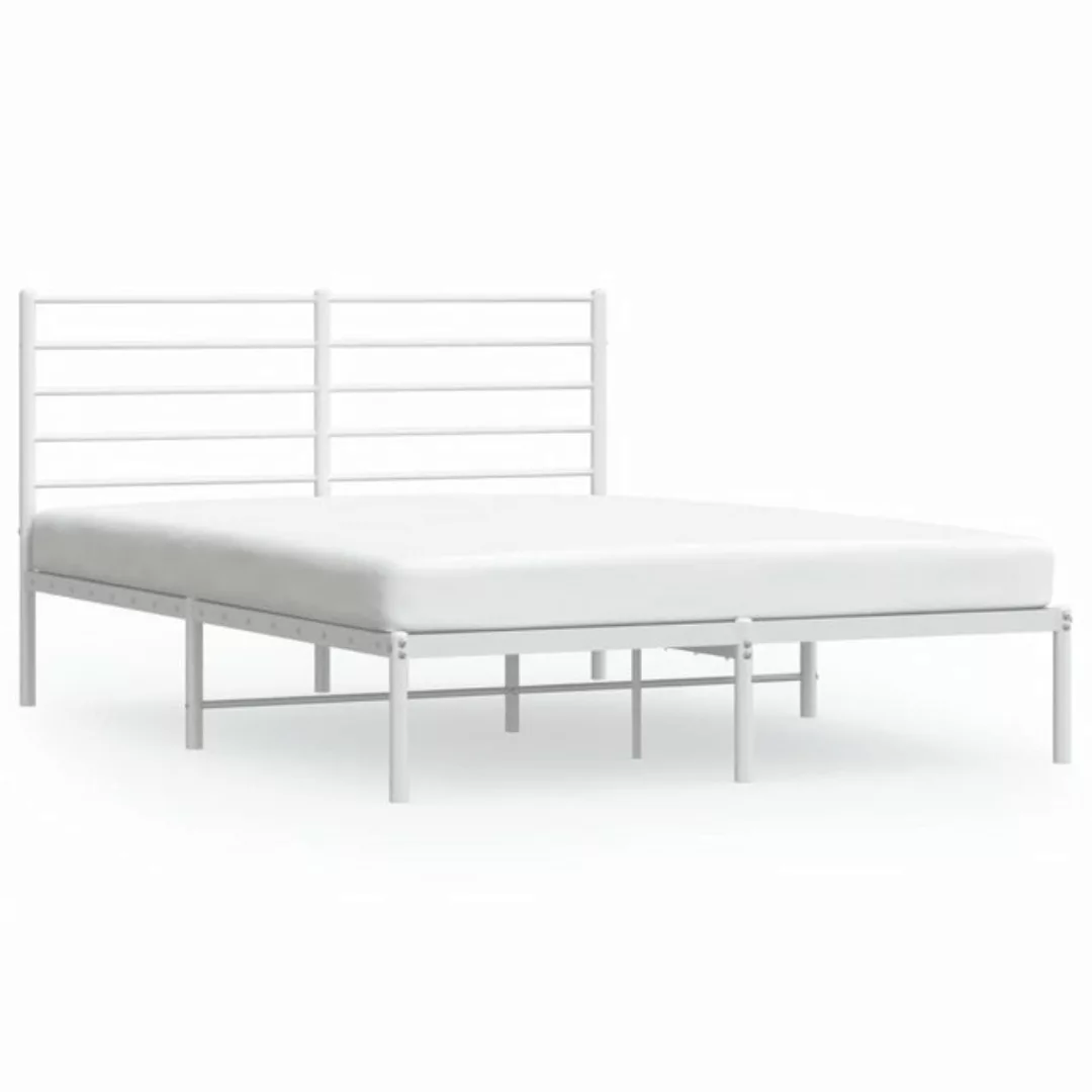 furnicato Bett Bettgestell mit Kopfteil Metall Weiß 140x190 cm günstig online kaufen