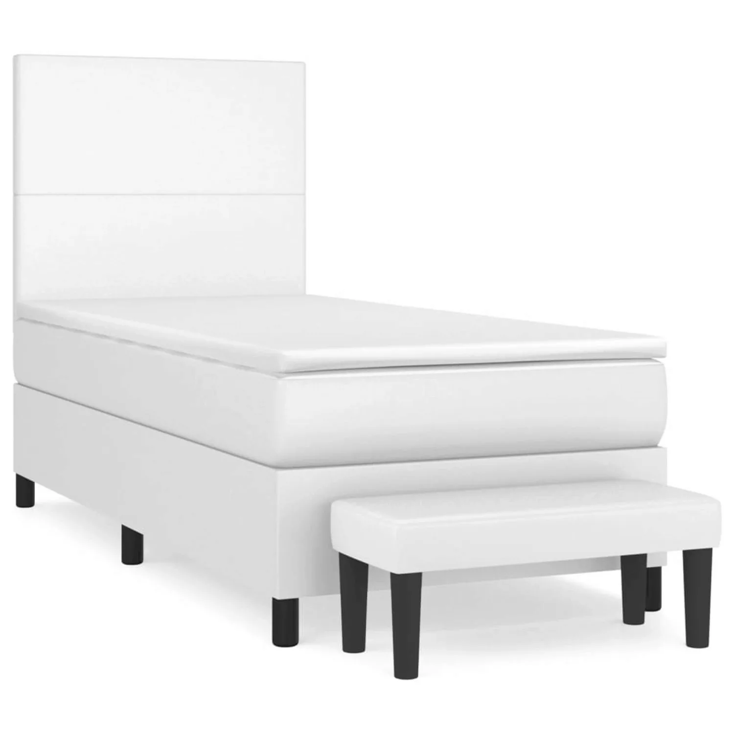 vidaXL Boxspringbett mit Matratze Weiß 90x200 cm Kunstleder1466355 günstig online kaufen