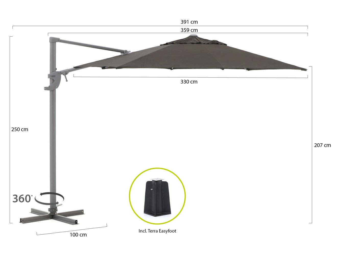 Shadowline Francisco Ampelschirm ø 330 cm günstig online kaufen