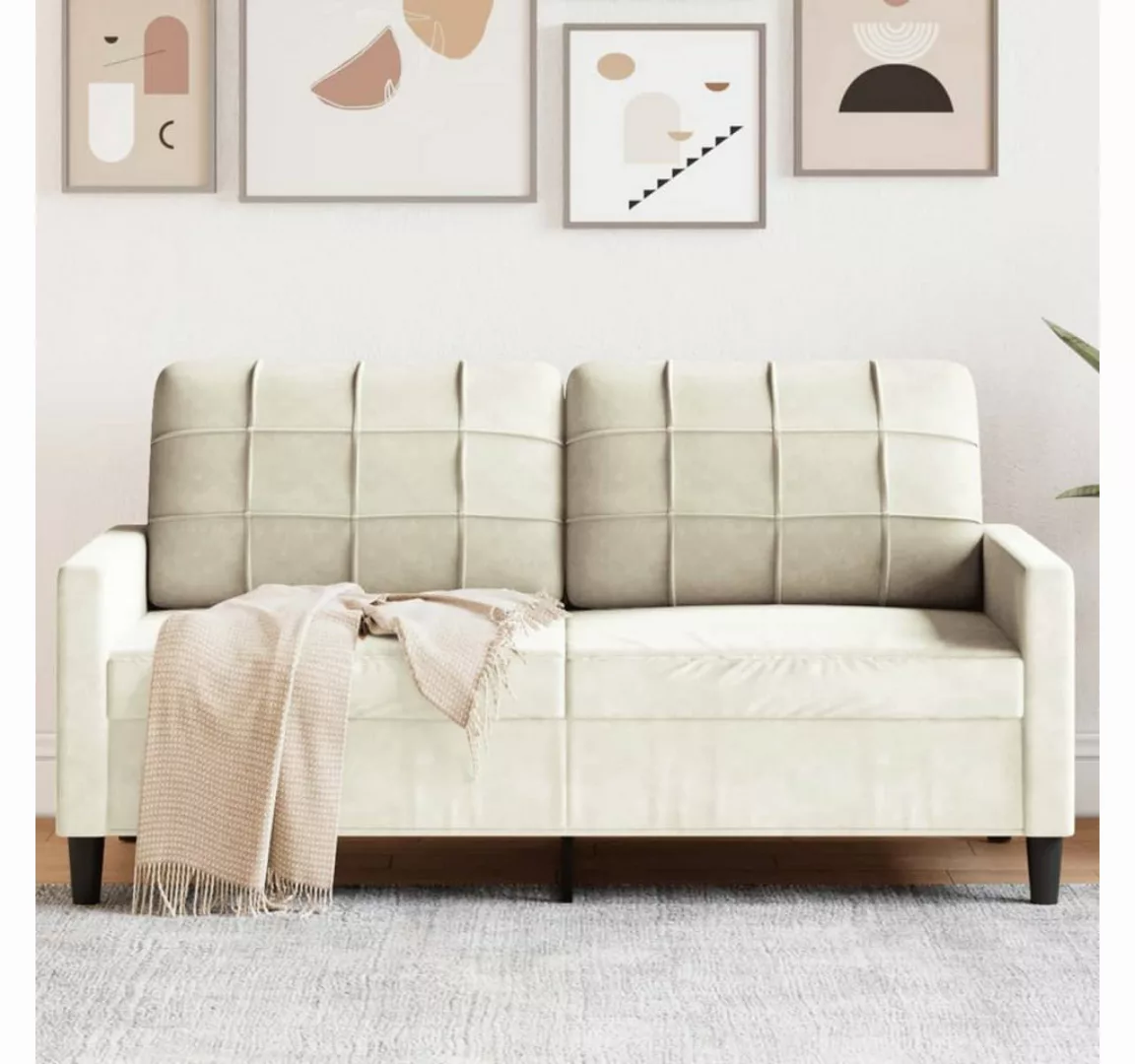 vidaXL Sofa Sofa/ 2-Sitzer/ 3-Sitzer Samt, 140 cm, Creme günstig online kaufen