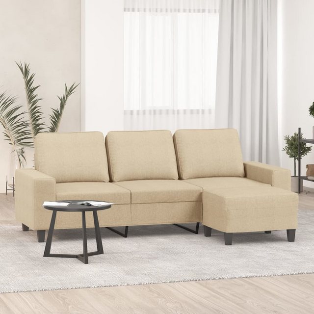 vidaXL Sofa 3-Sitzer-Sofa mit Hocker Schwarz 180 cm Stoff günstig online kaufen