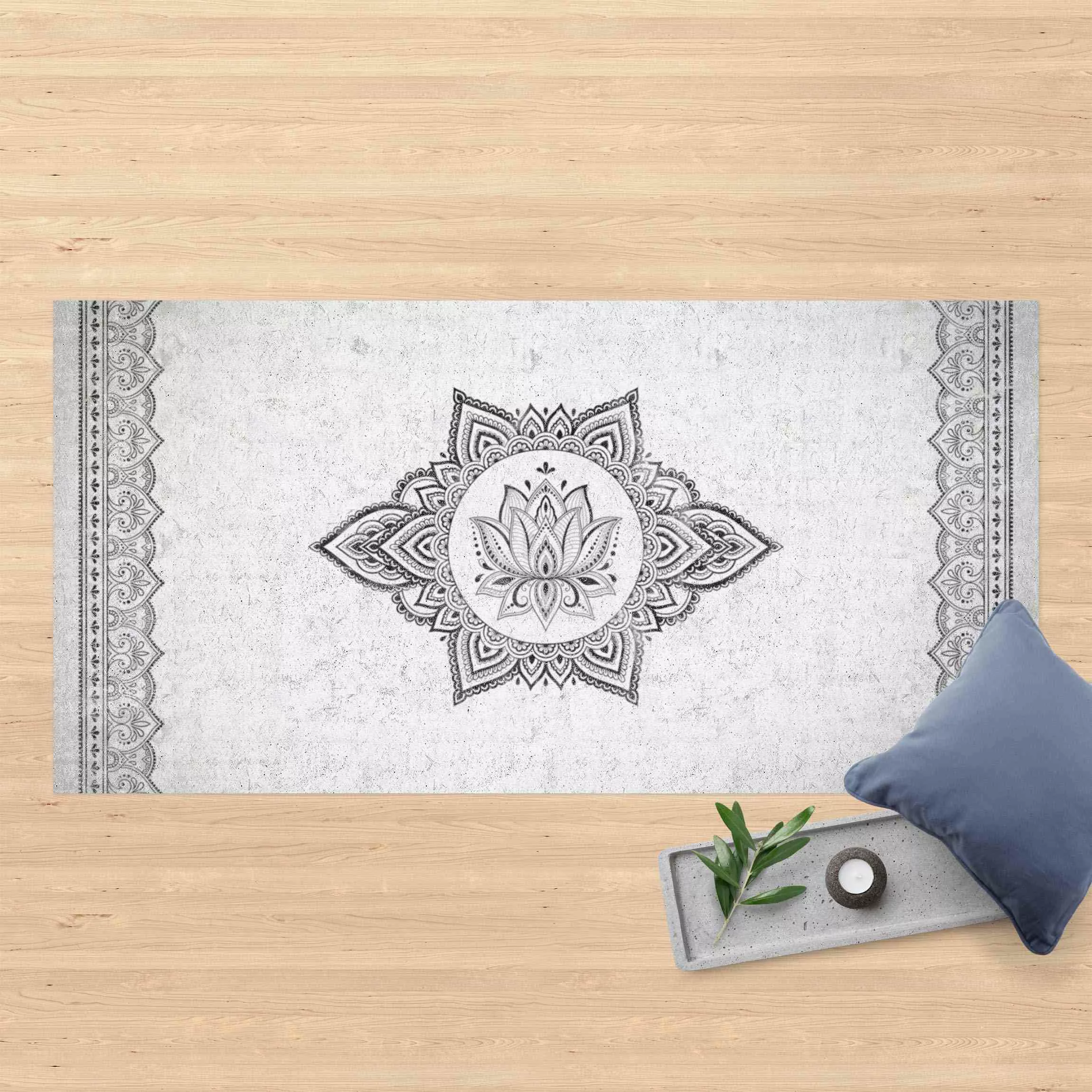Vinyl-Teppich Mandala Lotus Betonoptik günstig online kaufen