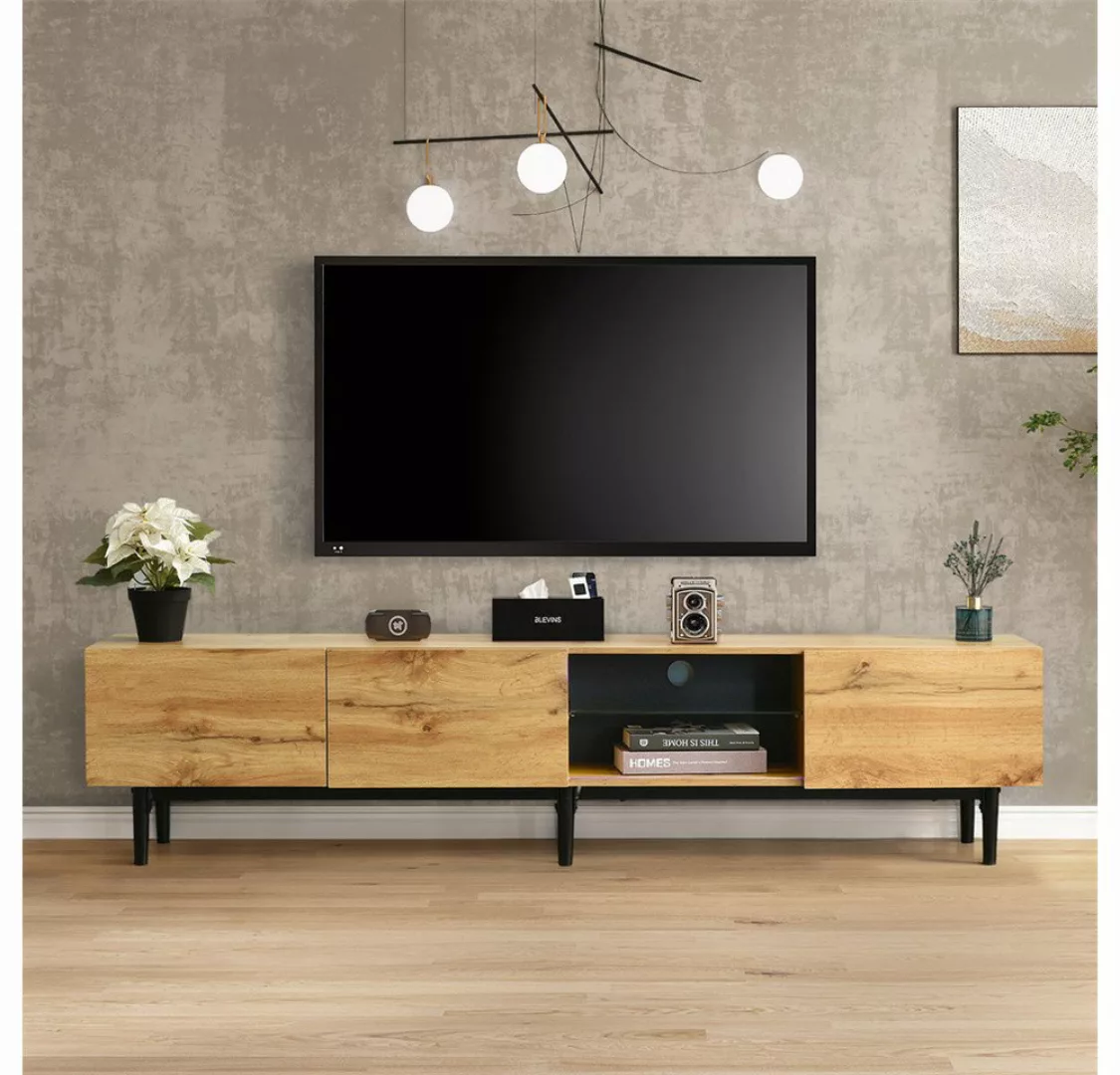 autolock TV-Schrank Moderner TV-Schrank mit Holzmaserung, variable LED-Leuc günstig online kaufen