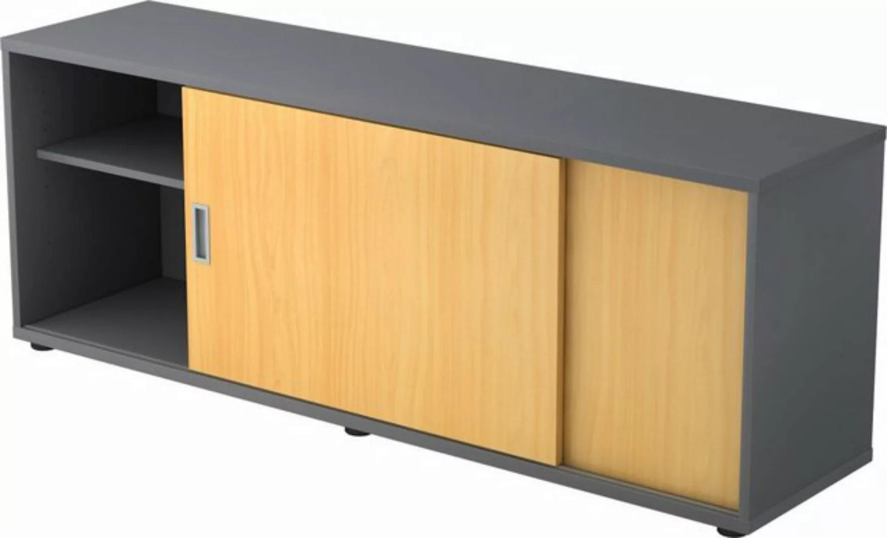 Aktenschrank Sideboard 1,5 OH BxTxH 160x40x59,6cm Graphit/Buche günstig online kaufen