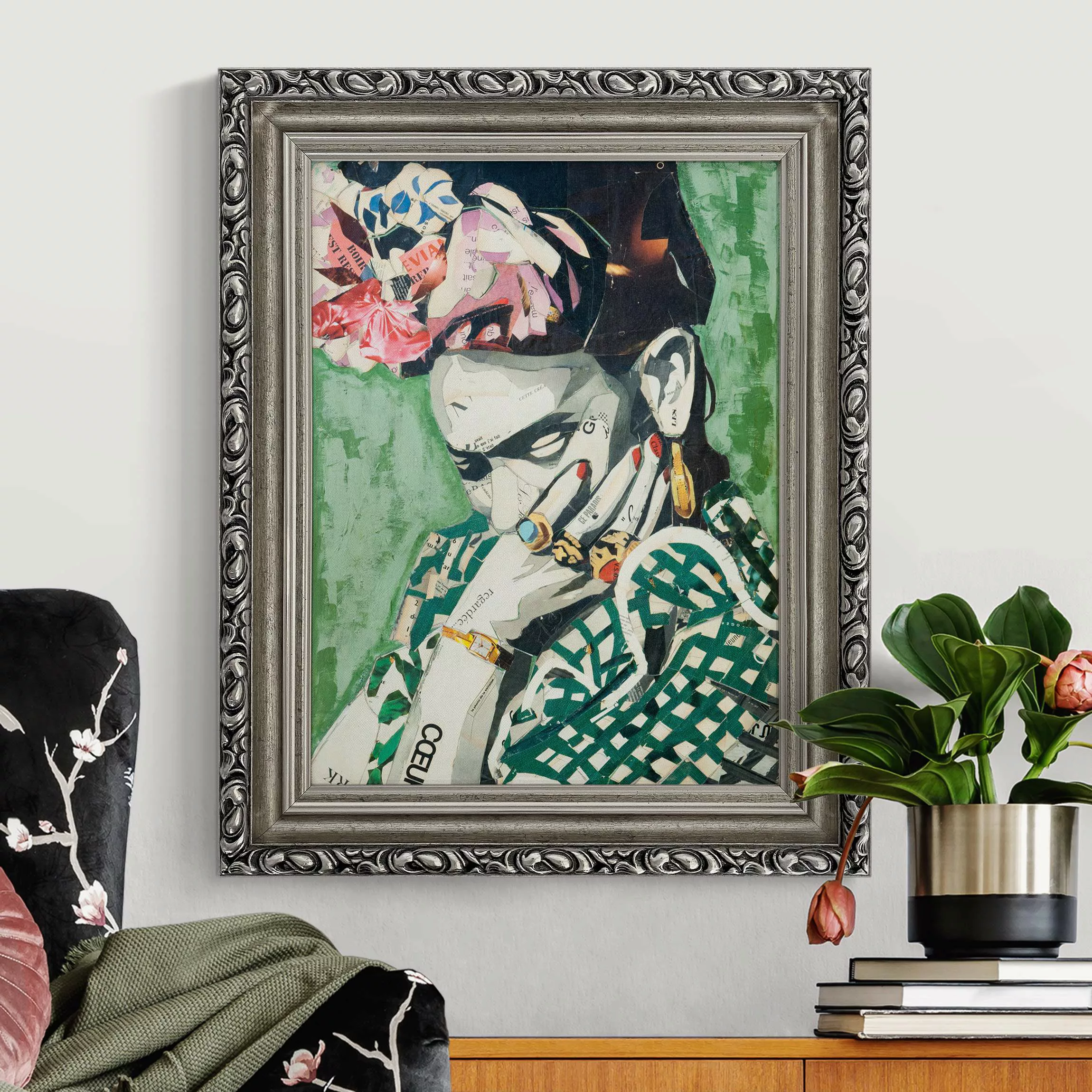 Gerahmtes Leinwandbild Frida Kahlo - Collage No.3 günstig online kaufen