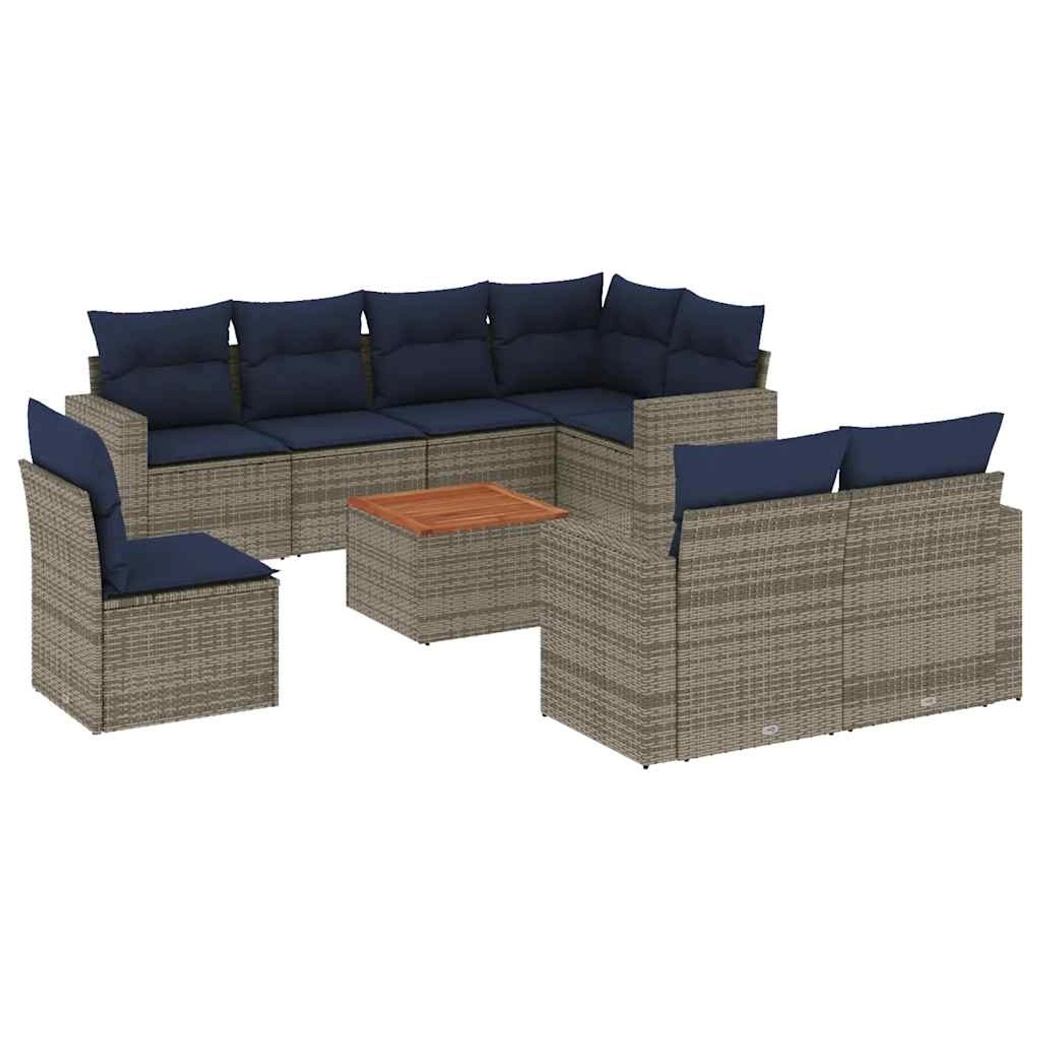 vidaXL 9-Tlg Garten-Sofagarnitur mit Kissen Grau Poly Rattan 3256551 günstig online kaufen