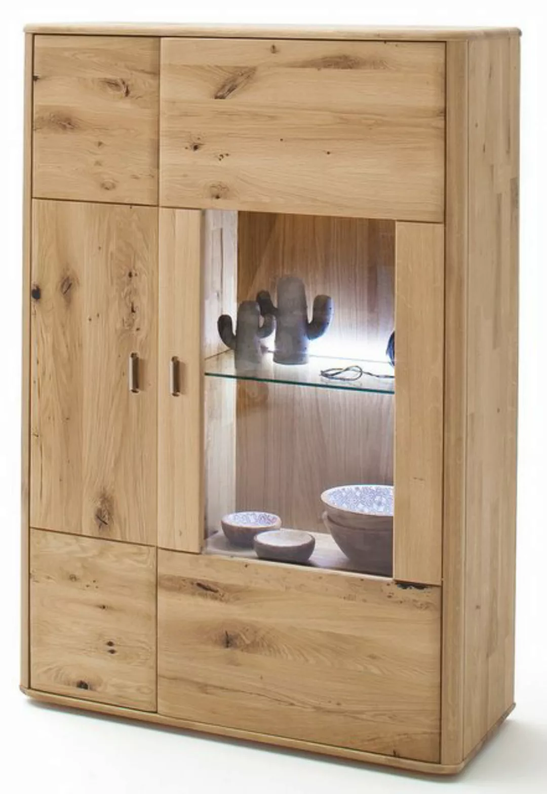 MCA furniture Vitrine Highboard Ravello links, Balkeneiche Bianco, LED Bele günstig online kaufen