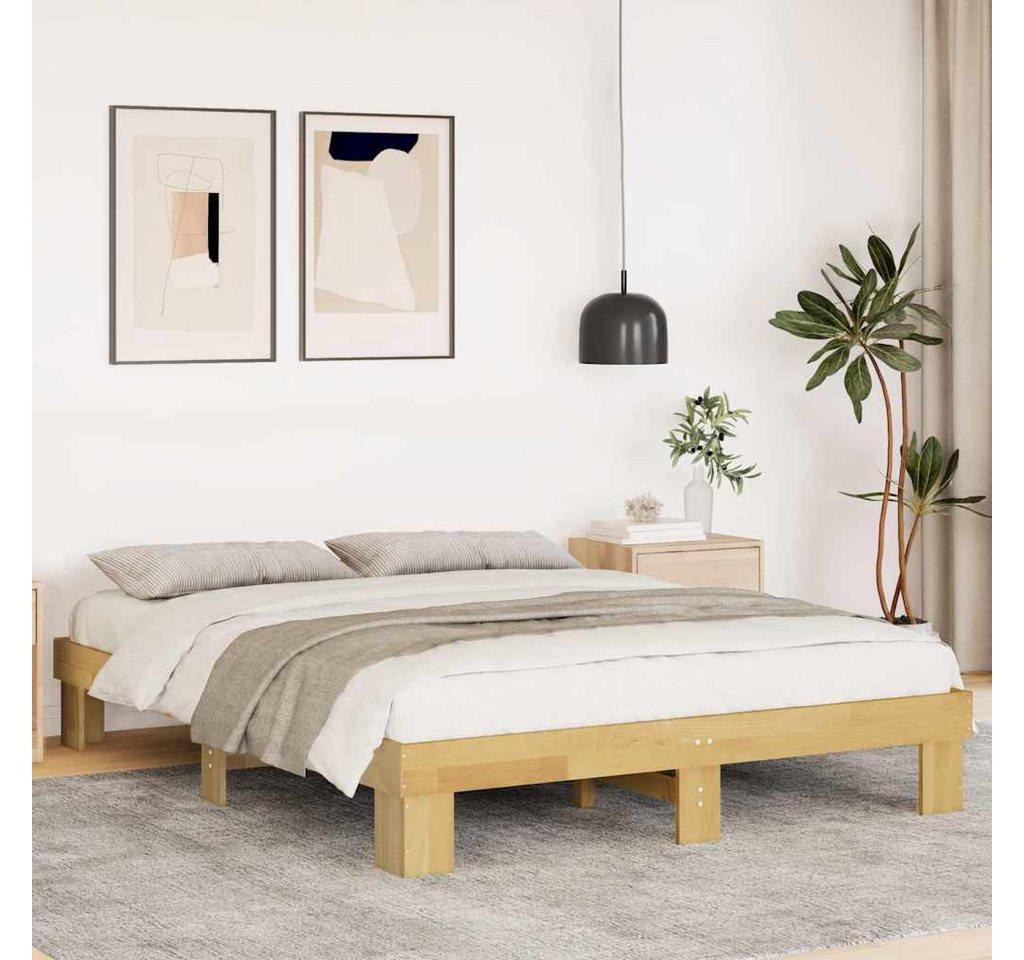 vidaXL Bett, Massivholzbett ohne Matratze 135x190 cm Eichenholz günstig online kaufen