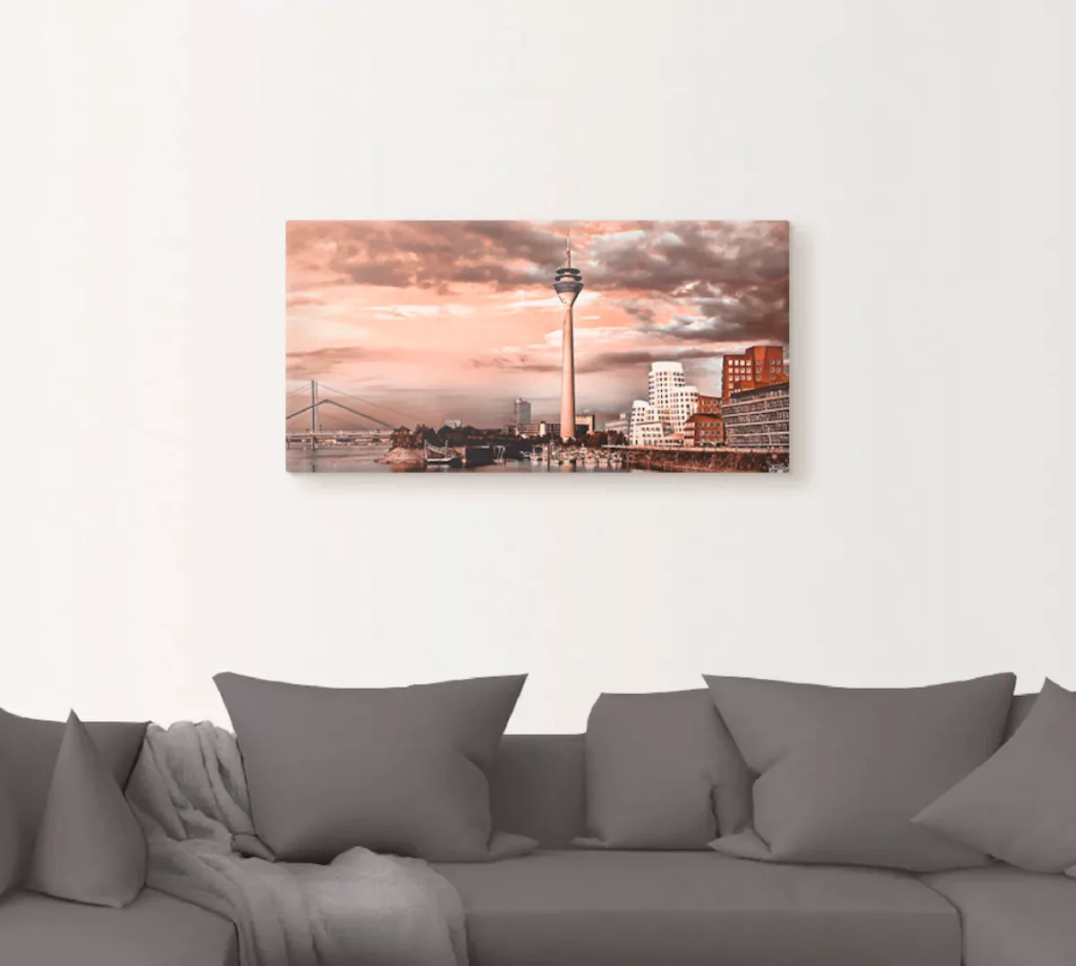 Artland Leinwandbild "Düsseldorf Skyline III", Architektonische Elemente, ( günstig online kaufen