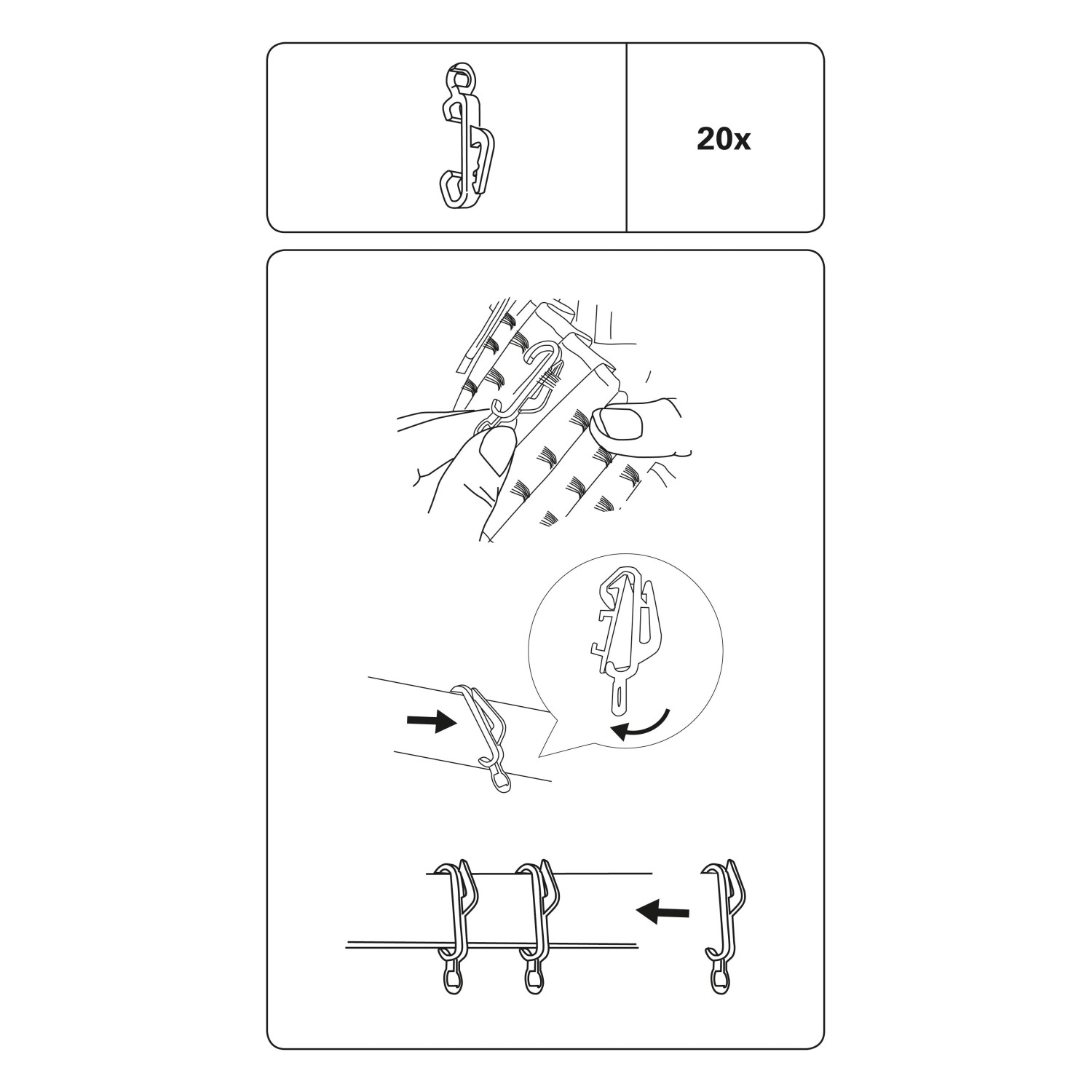 Gardinia Gardinen-Clip-Gleiter Weiß 20-er Pack günstig online kaufen