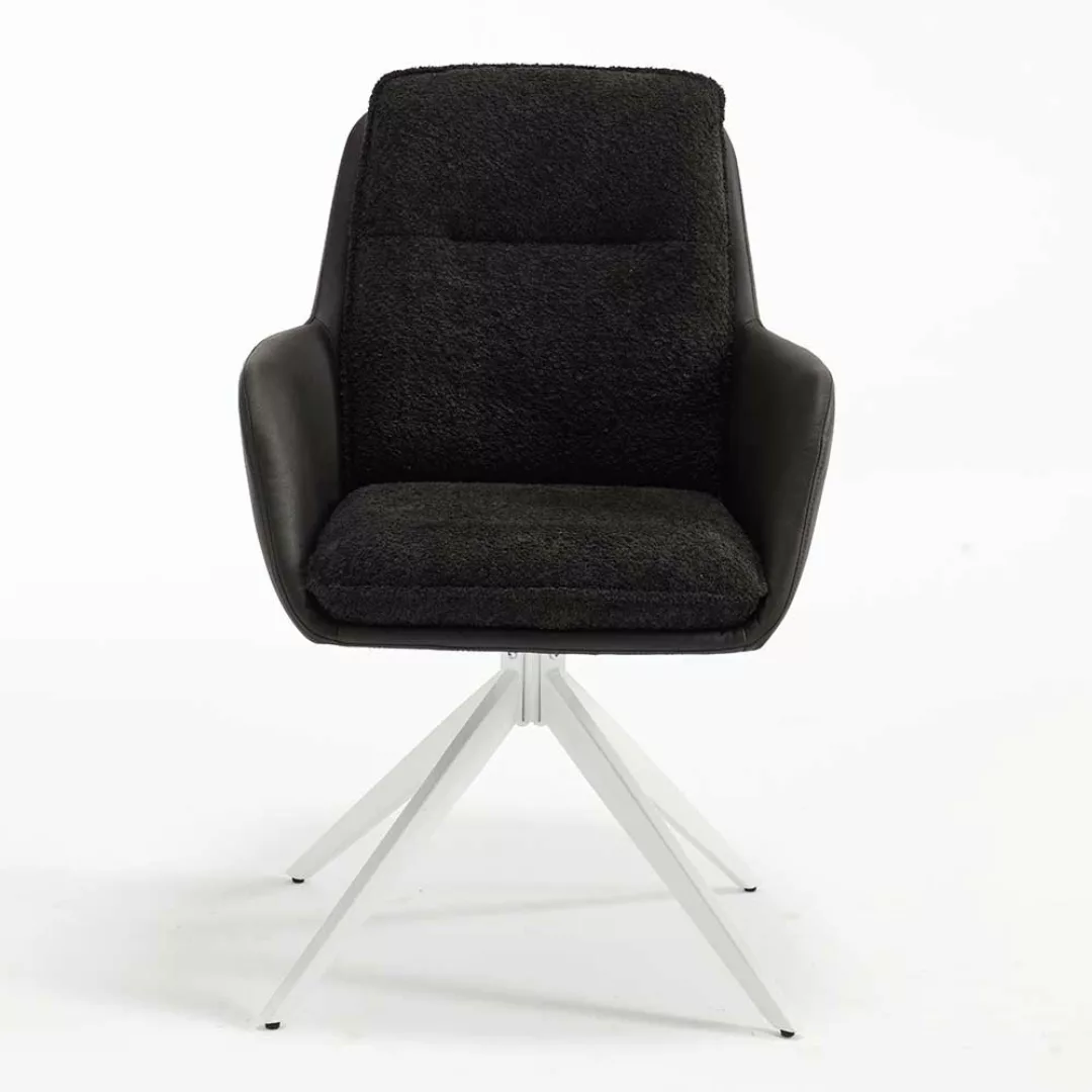 Stuhl Set mit Armlehnen in Anthrazit & Weiß 59 cm breit (2er Set) günstig online kaufen