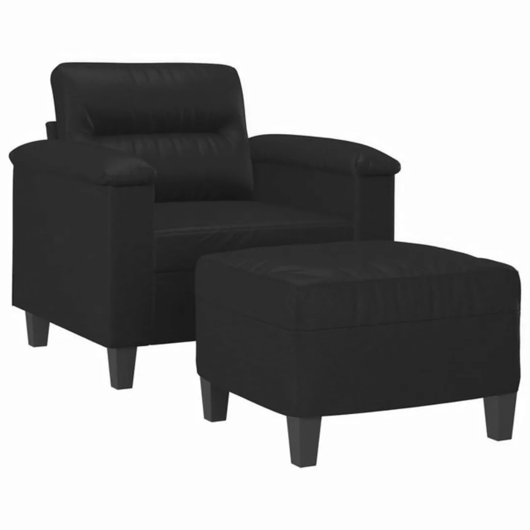 vidaXL Sofa Sessel mit Hocker Schwarz 60 cm Kunstleder günstig online kaufen