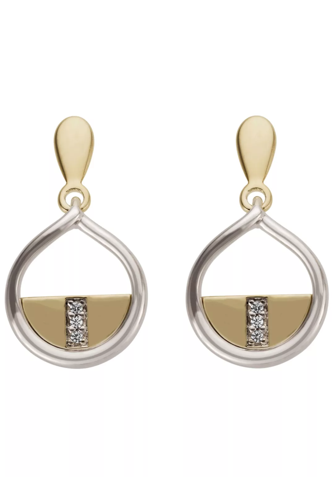 JOBO Paar Ohrhänger, 585 Gold bicolor mit 6 Diamanten günstig online kaufen