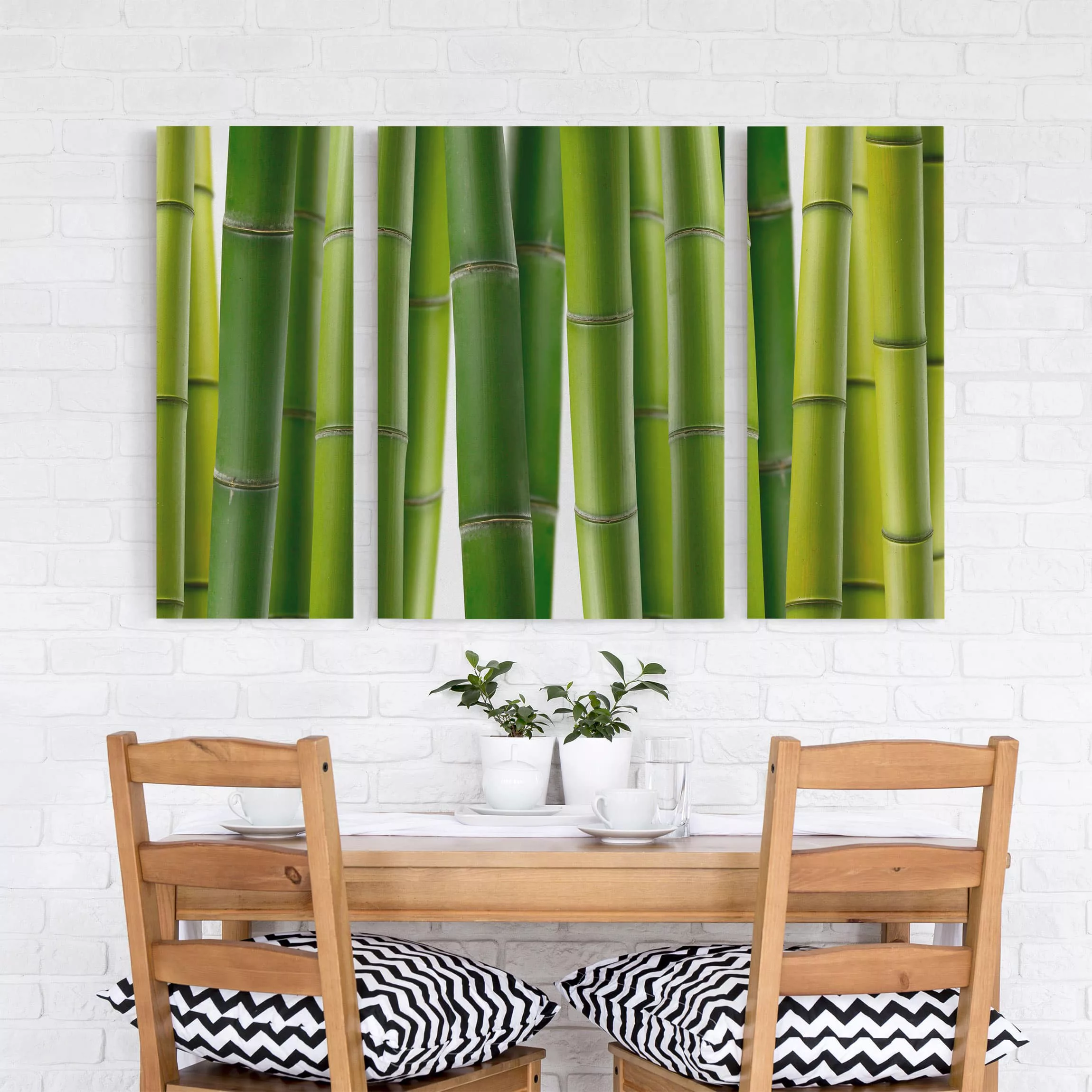 3-teiliges Leinwandbild Wald - Querformat Bambuspflanzen günstig online kaufen