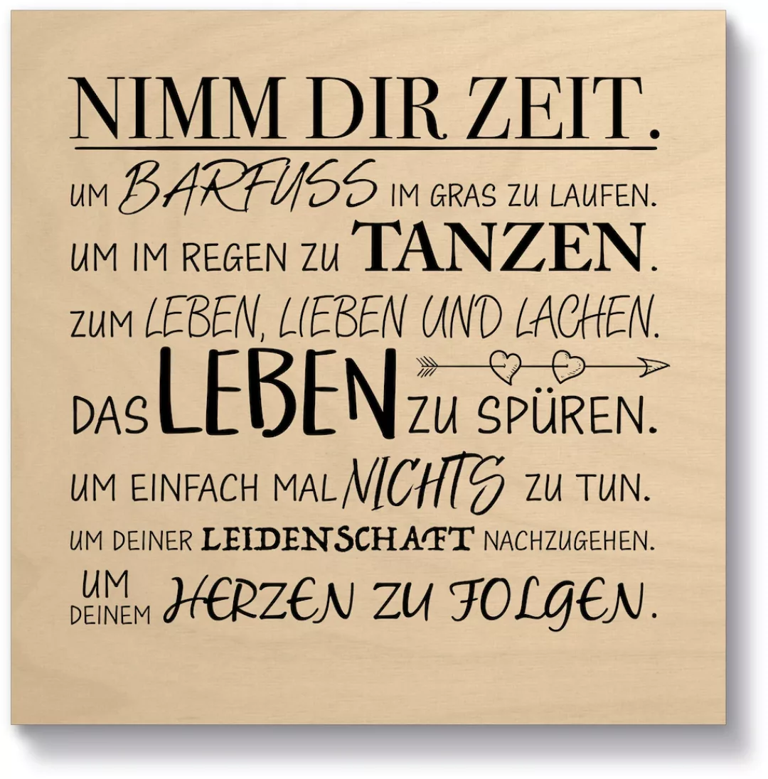 Artland Holzbild »Nimm dir Zeit«, Sprüche & Texte, (1 St.) günstig online kaufen