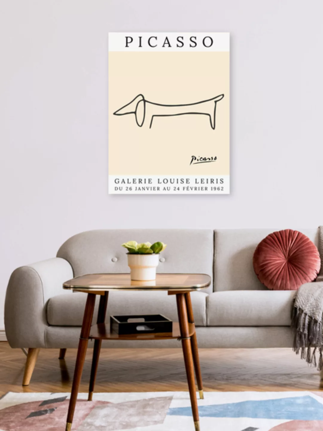 Poster / Leinwandbild - Picasso Hund – Beige günstig online kaufen