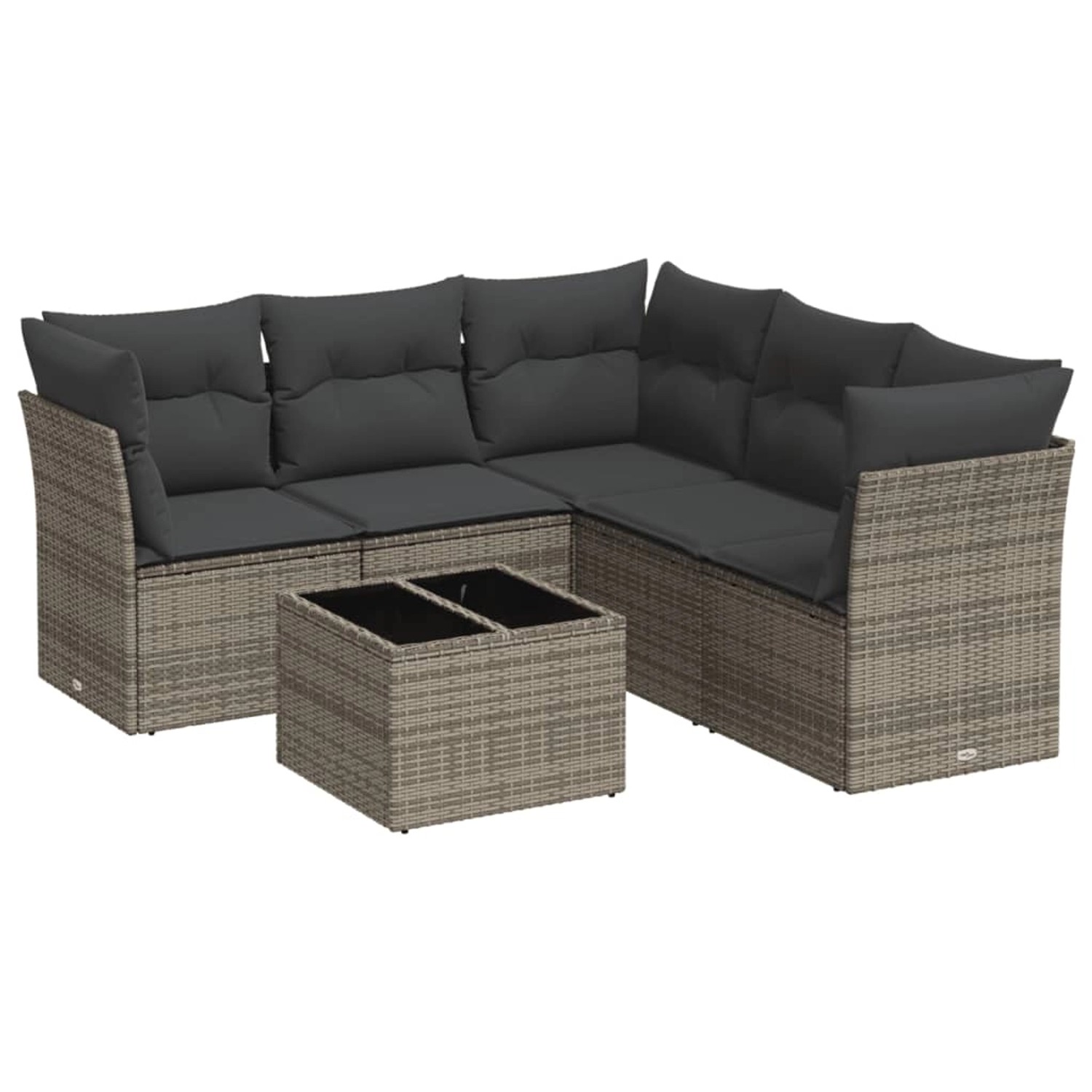 vidaXL 6-Tlg Garten-Sofagarnitur mit Kissen Grau Poly Rattan 3217630 günstig online kaufen