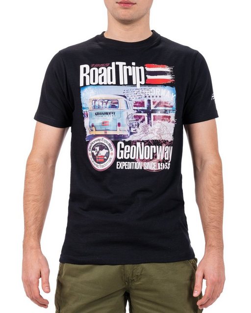 Geo Norway T-Shirt Casual Kurzarm Shirt bajiami Men Black L mit auffälligen günstig online kaufen