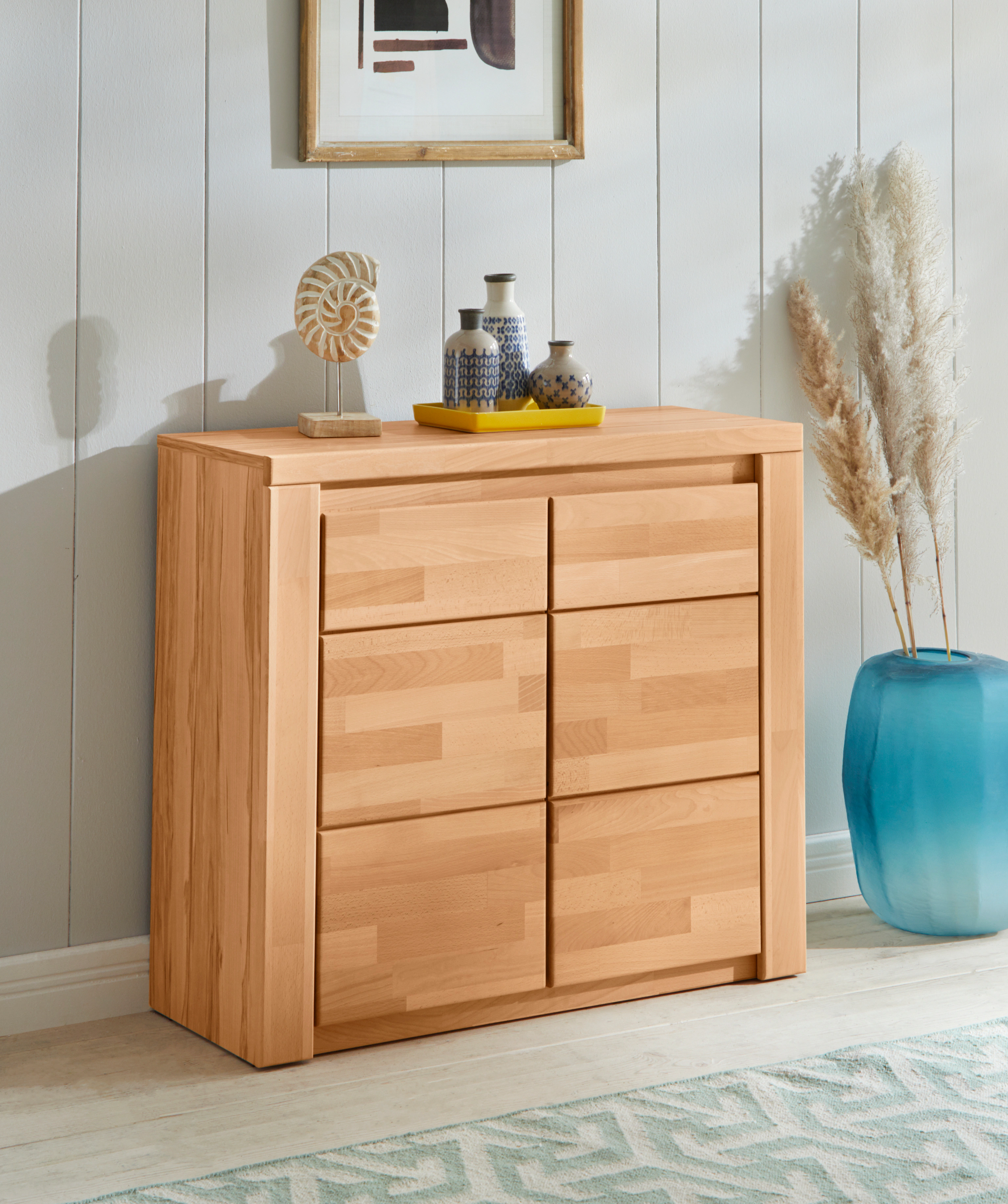 Home affaire Kommode "Burano,90cm breit,35 cm tief, Fronten Massivholz", Ho günstig online kaufen