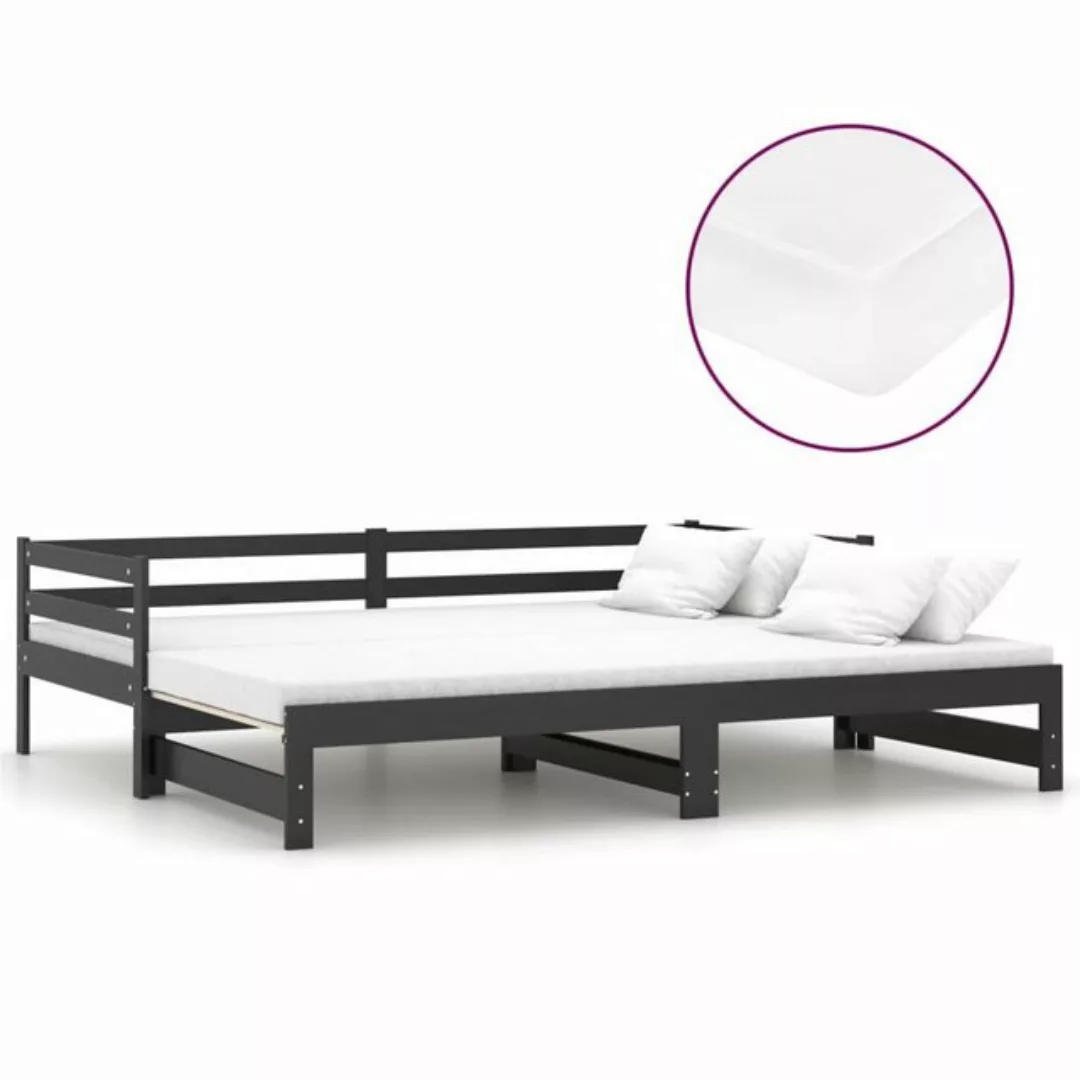 vidaXL Bett Ausziehbares Tagesbett 2x(90x200) cm Schwarz Massivholz Kiefer günstig online kaufen