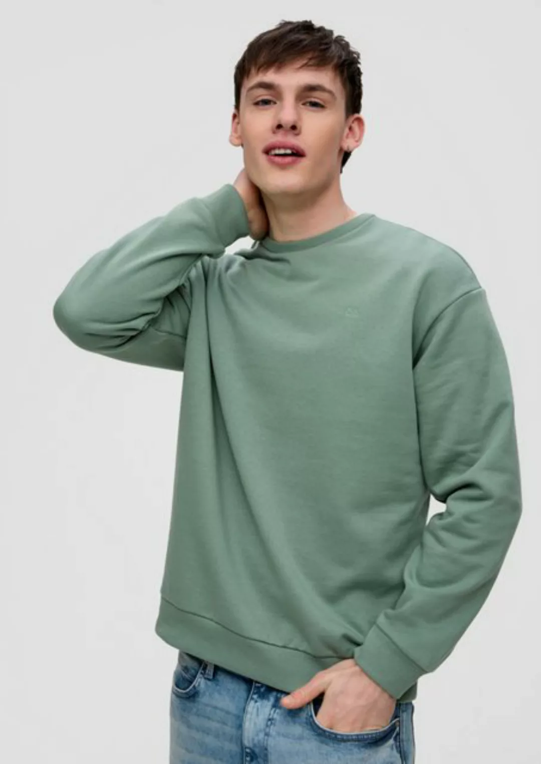 QS Sweatshirt Klassisches Sweatshirt mit Logo-Stickerei Stickerei günstig online kaufen