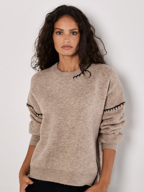 Apricot Strickpullover Grobstrick-Pullover, mit Ziernähten günstig online kaufen